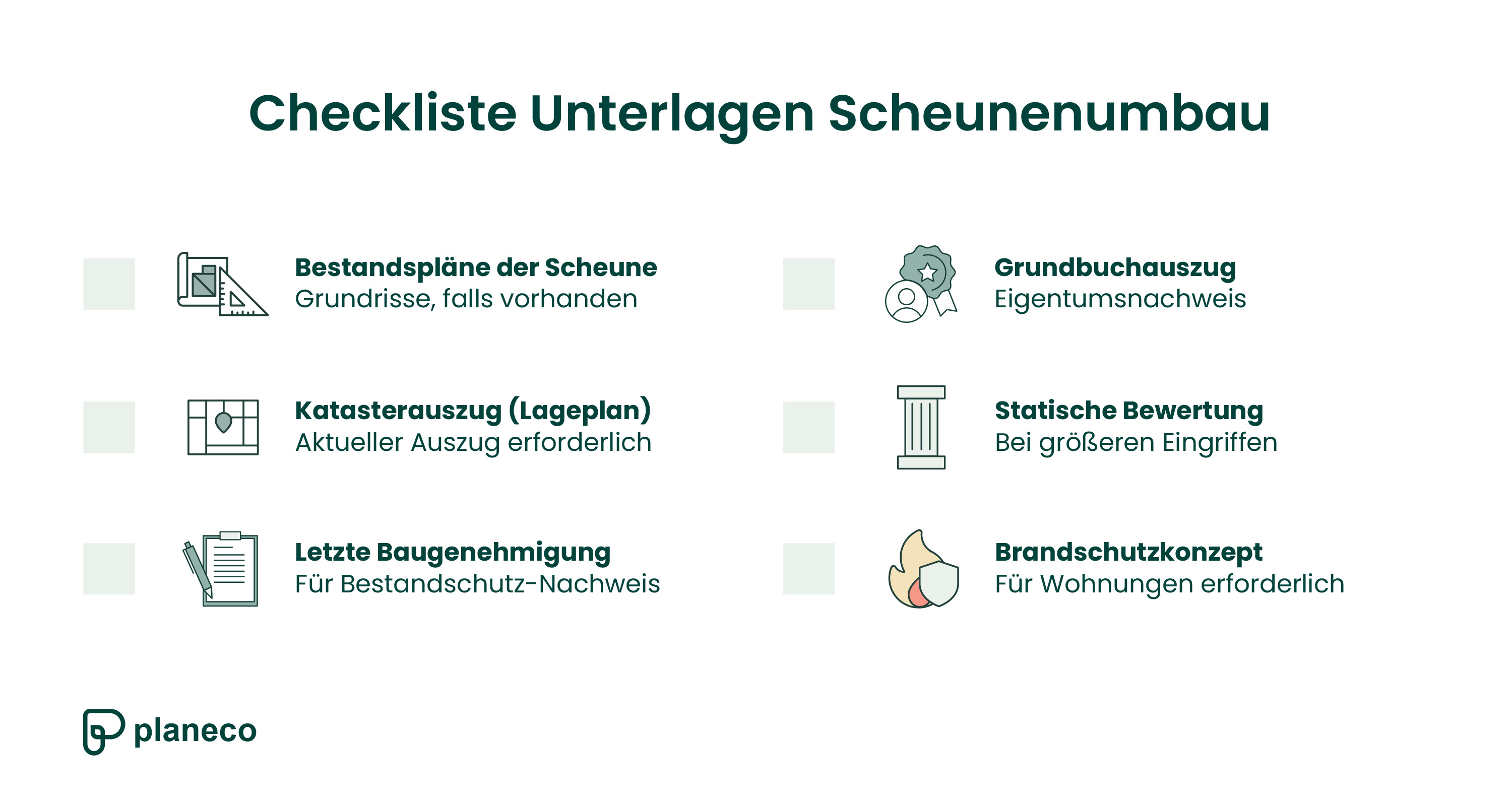 Checkliste: Unterlagen Scheunenumbau