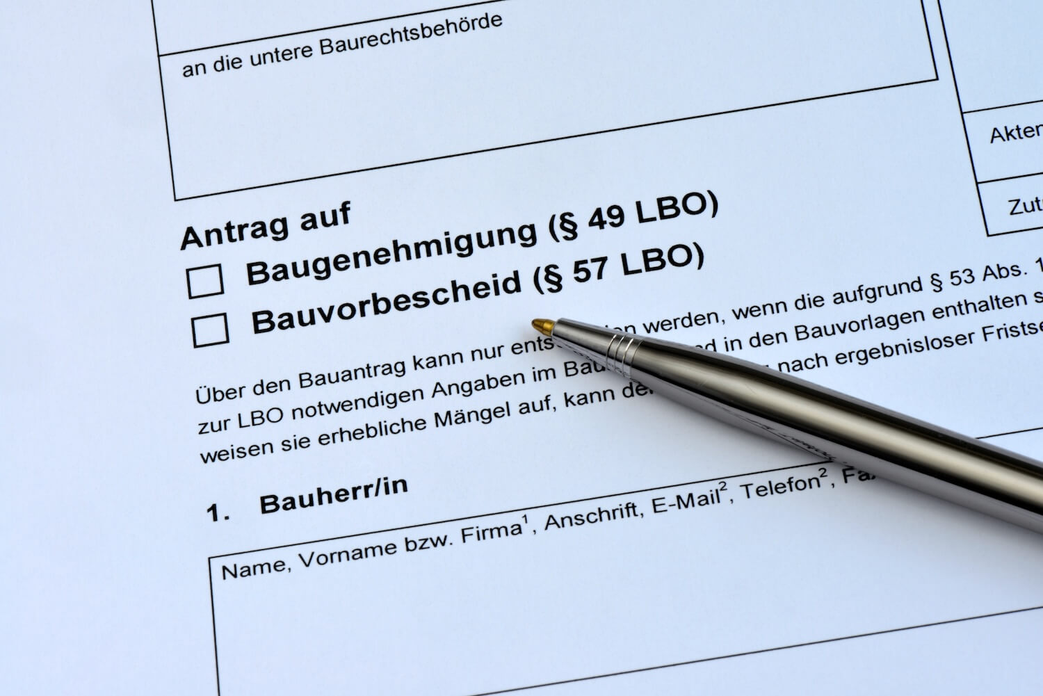 Antrag auf Baugenehmigung