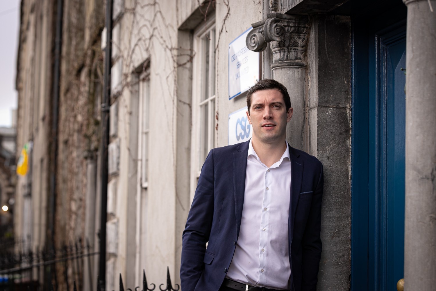 David Moran featured outside CSG's main office, 3 Day Place. 