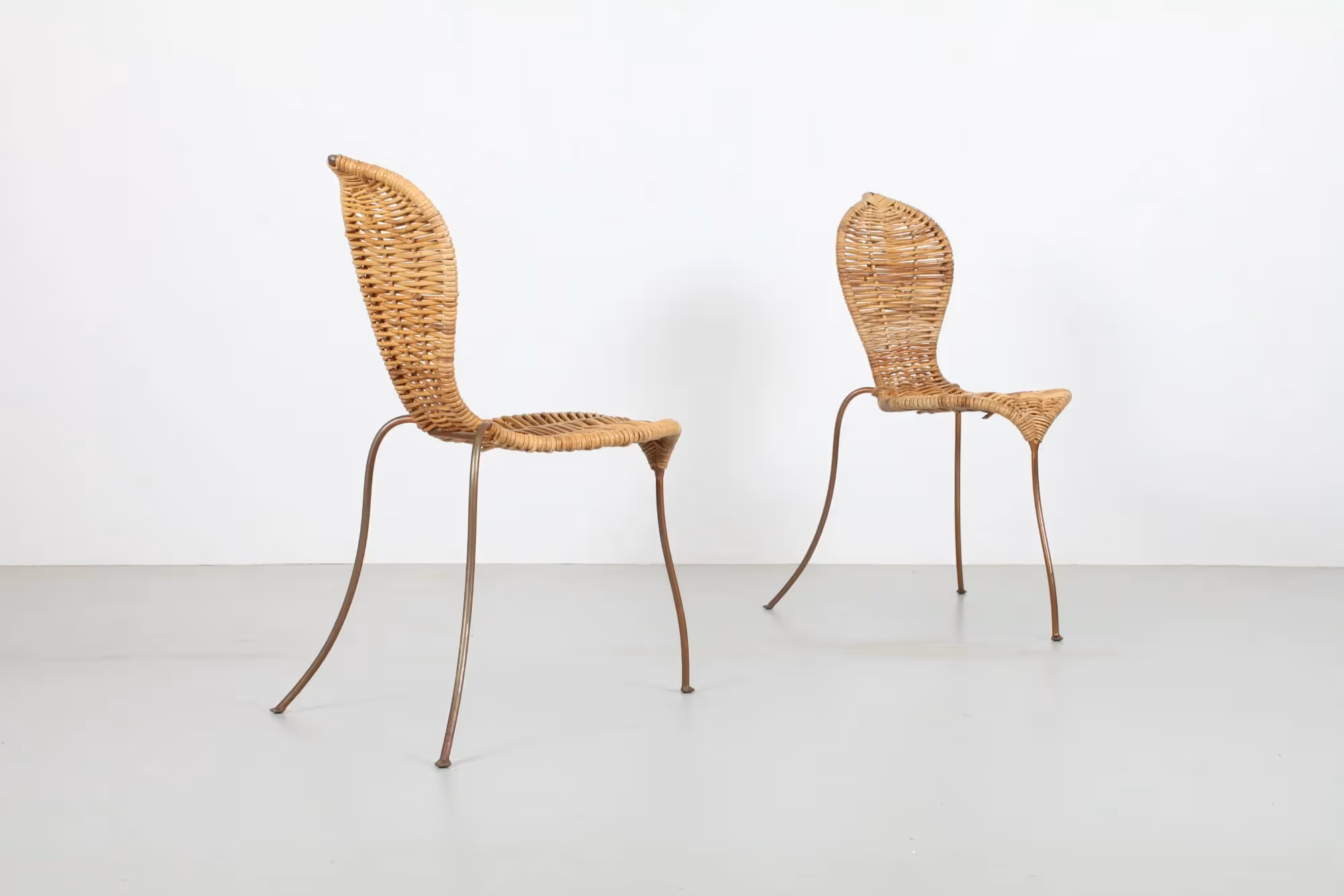 Rare And Iconic Stephane Rondel Cane Peanut Chairs By Rondel Design