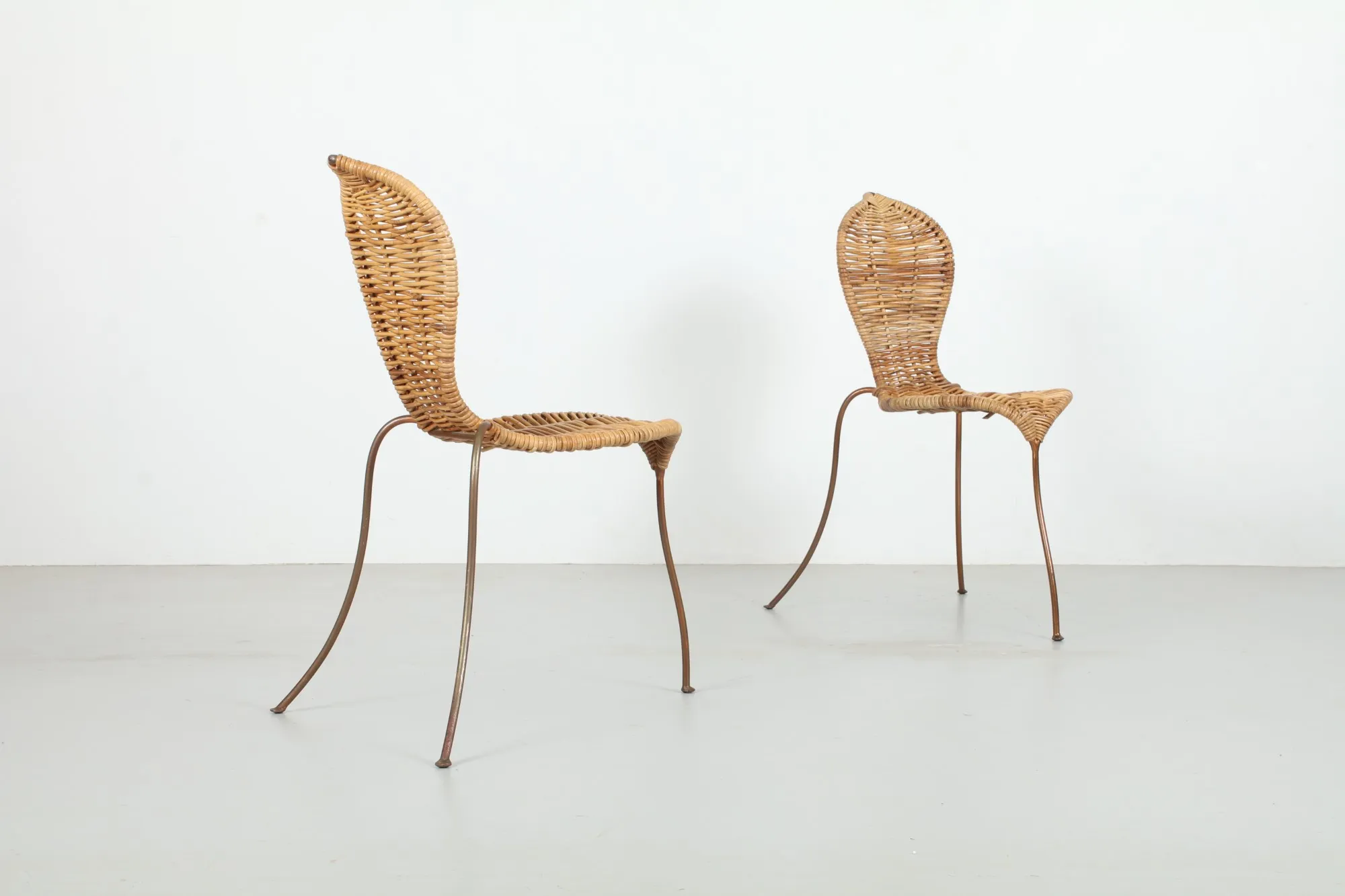 Rare And Iconic Stephane Rondel Cane Peanut Chairs By Rondel Design