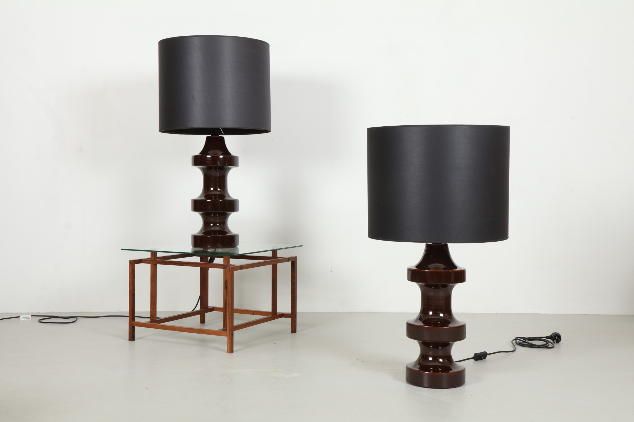 Pair of Graphic XL Mid-Century American Ceramic Table Lamps