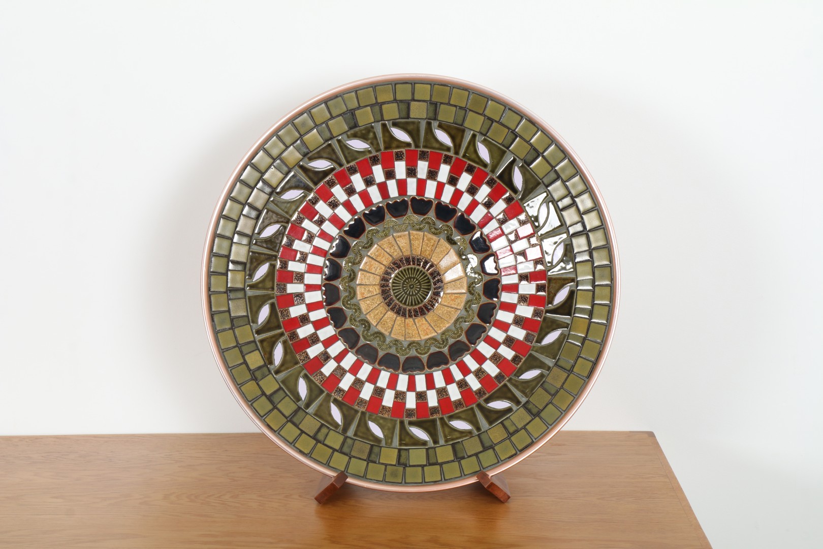 Monumental Mosaic Tile Charger by John Crichton | Late Autumn Green 