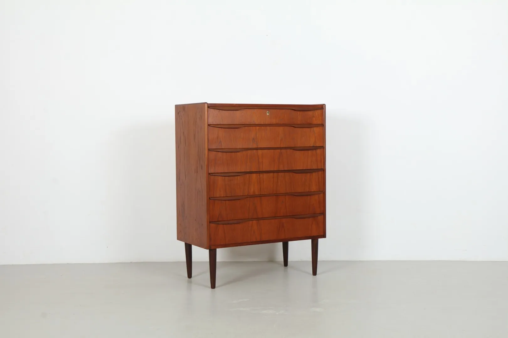 Mid-Century Danish Six Drawer Chest with Knifeblade Handles
