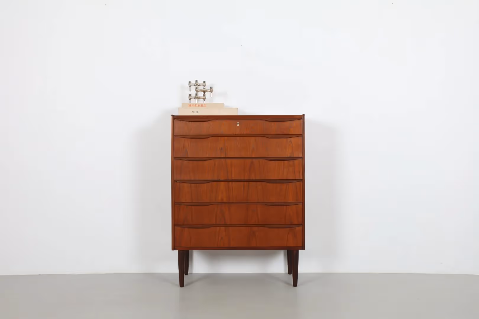 Mid-Century Danish Six Drawer Chest with Knifeblade Handles