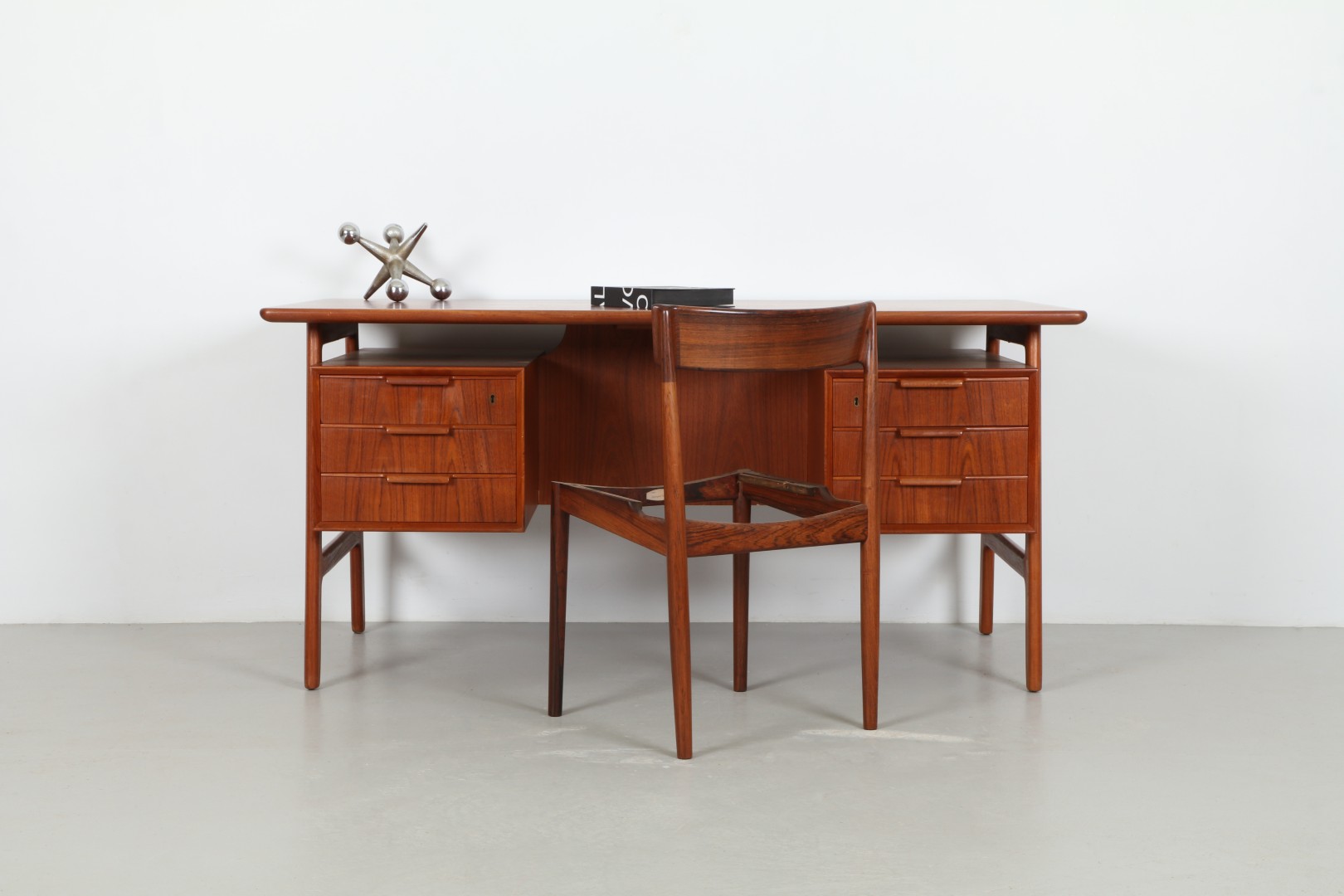 Coveted 'Model 75' Teak Executive Desk by Omann Jun
