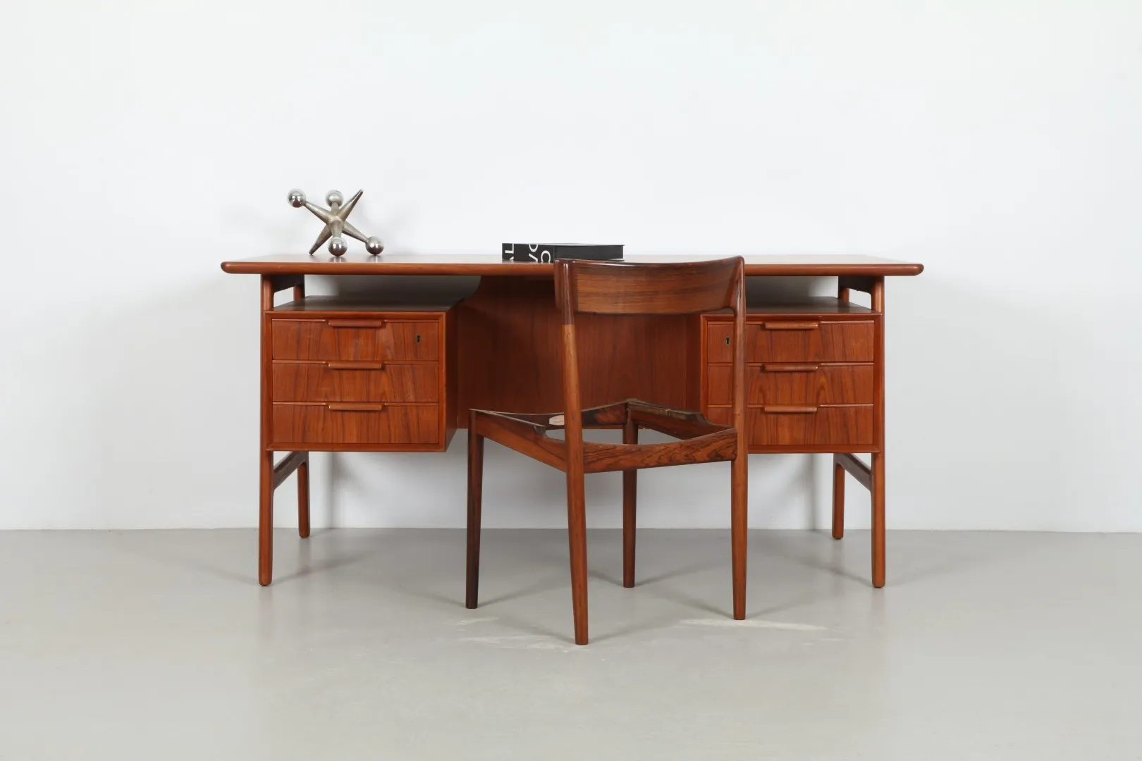 Coveted 'Model 75' Teak Executive Desk by Omann Jun