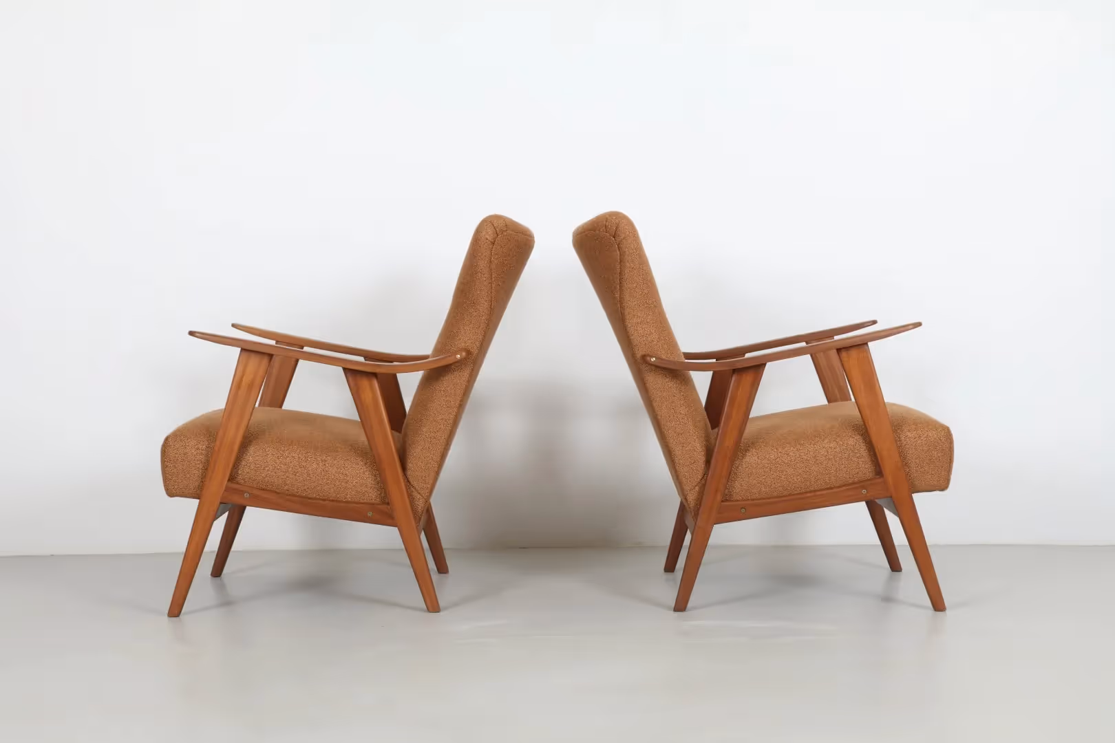 Pair of Refined 1950s Mid-Century Armchairs