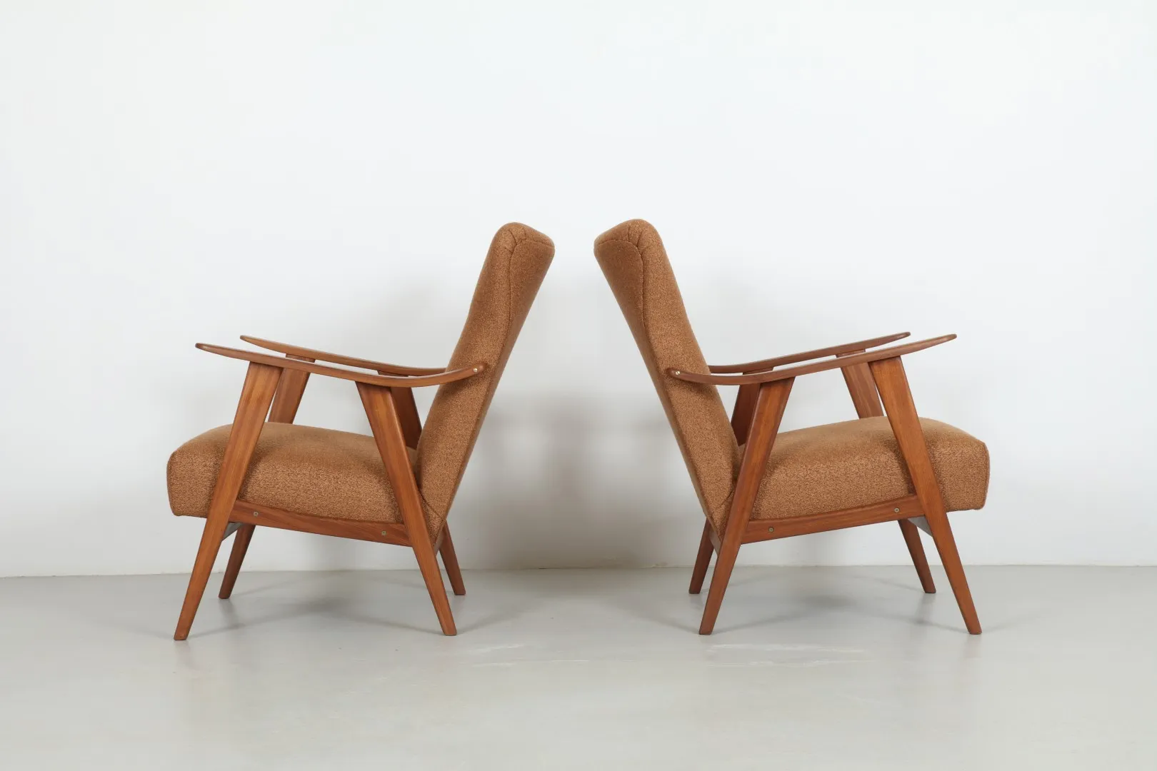 Pair of Refined 1950s Mid-Century Armchairs