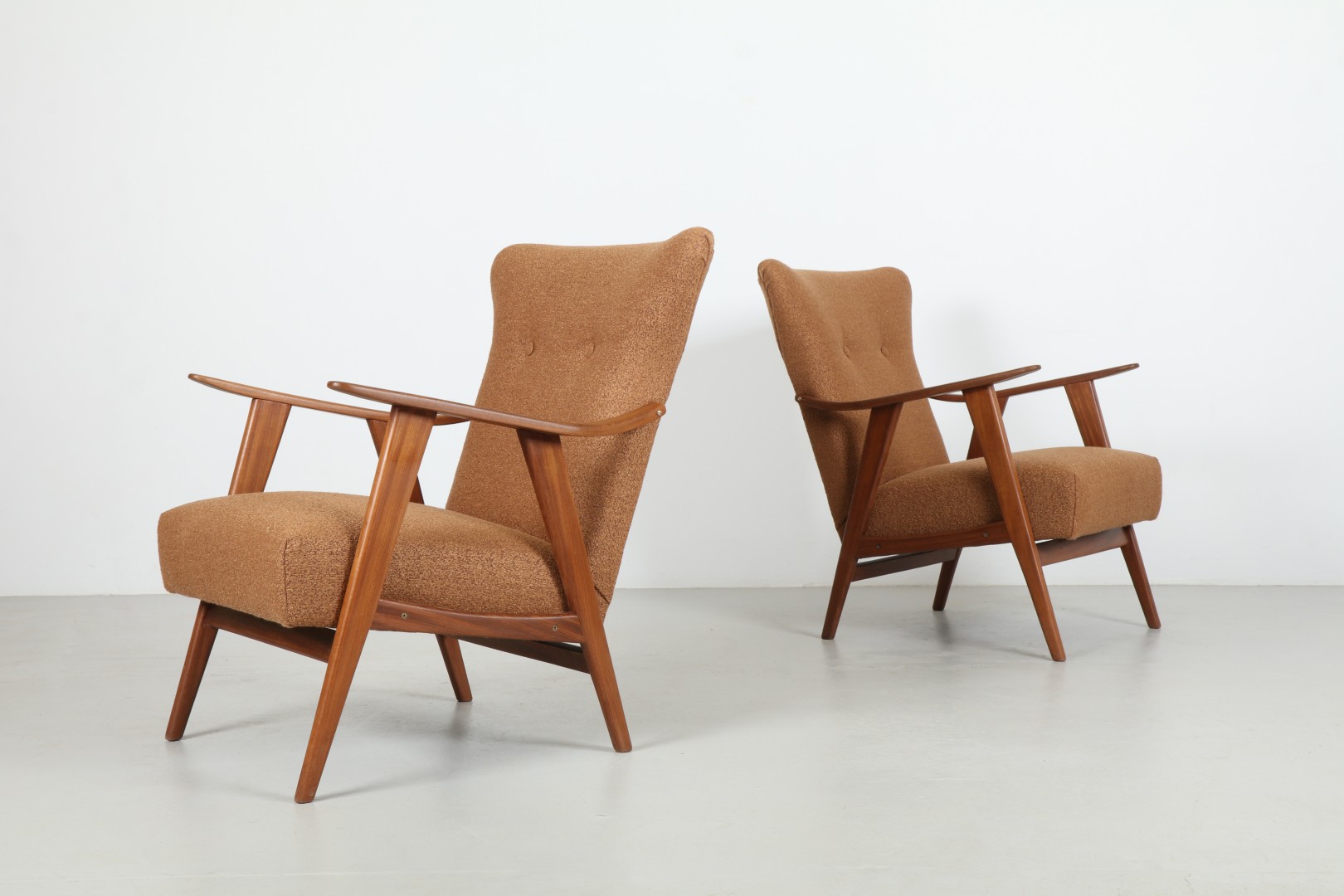 Pair of Refined 1950s Mid-Century Armchairs