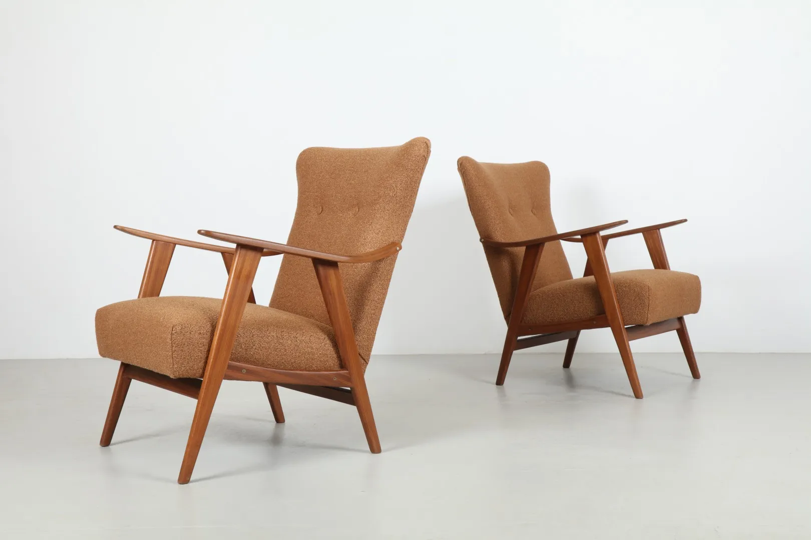 Pair of Refined 1950s Mid-Century Armchairs