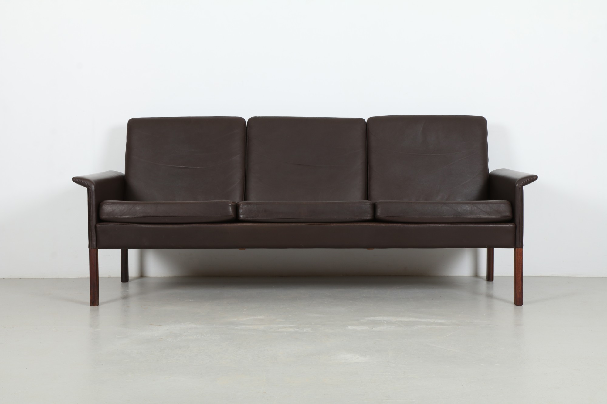Refined Hans Olsen 'Model 500' Leather Sofa by C.S. Mobler