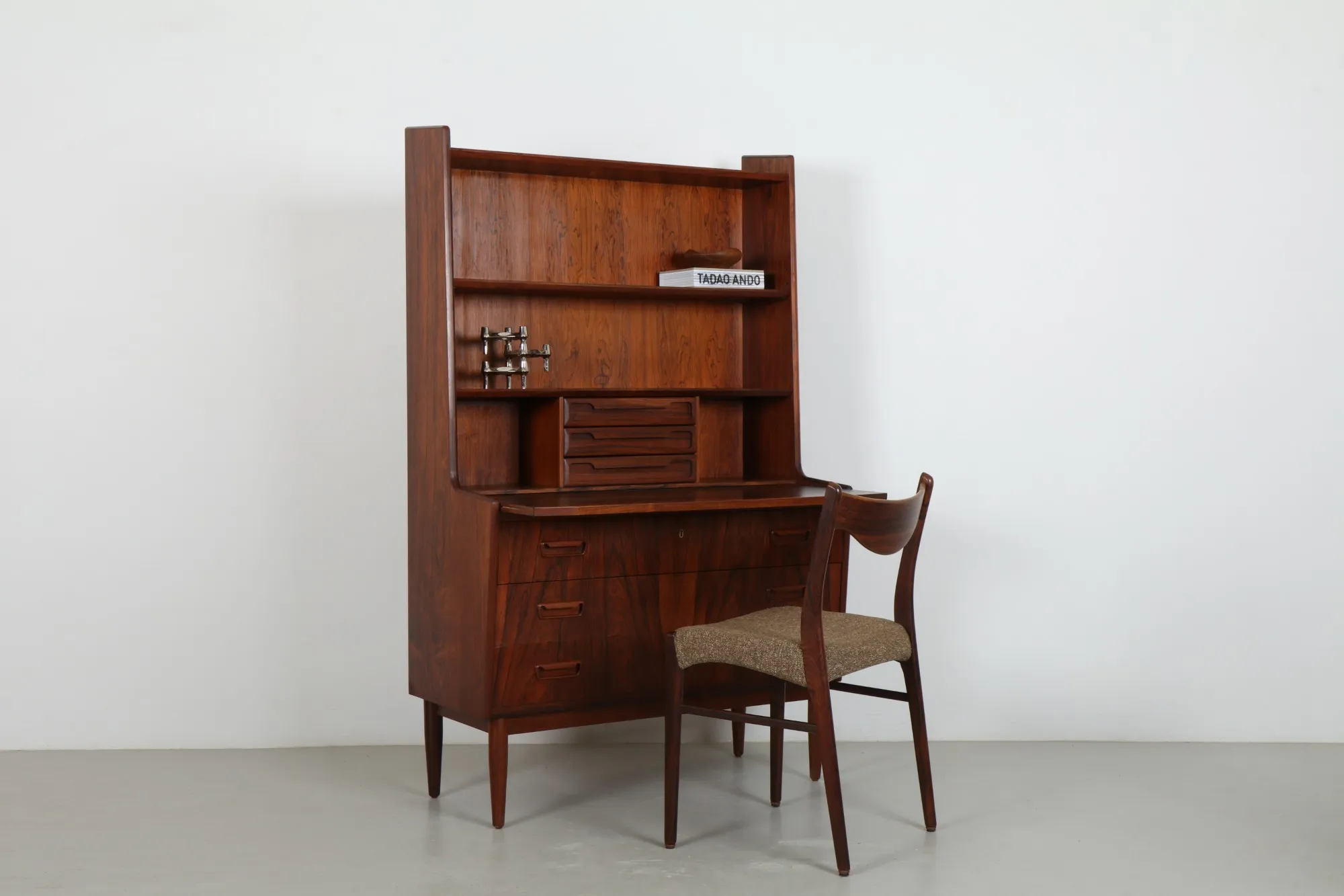 Striking Mid-Century Danish Secretary Bookcase by Brdr. Larsen