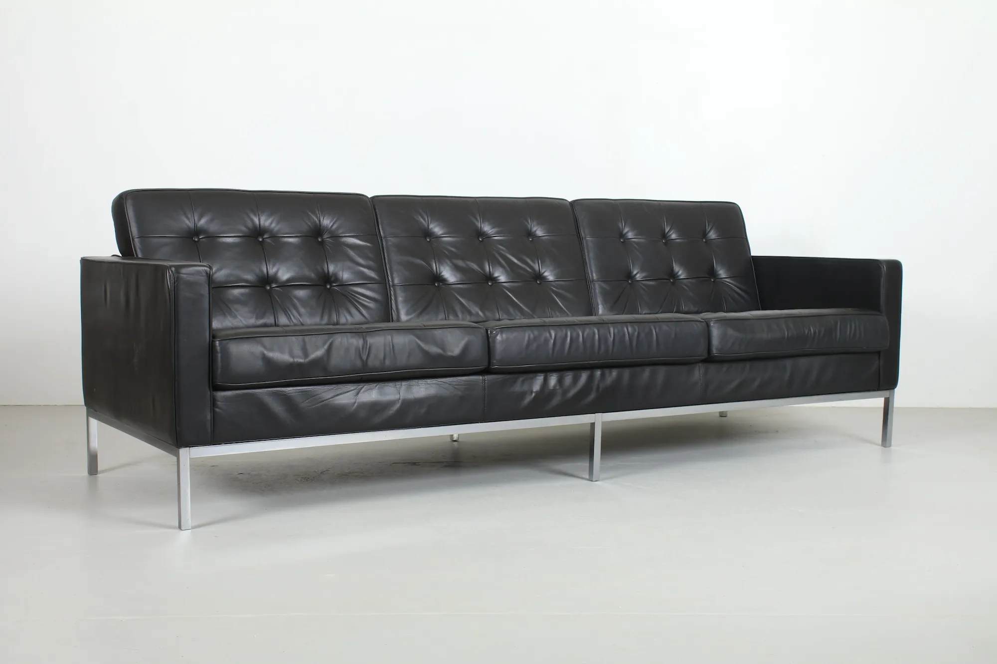 Iconic 'Florence Knoll' Leather Sofa by Knoll
