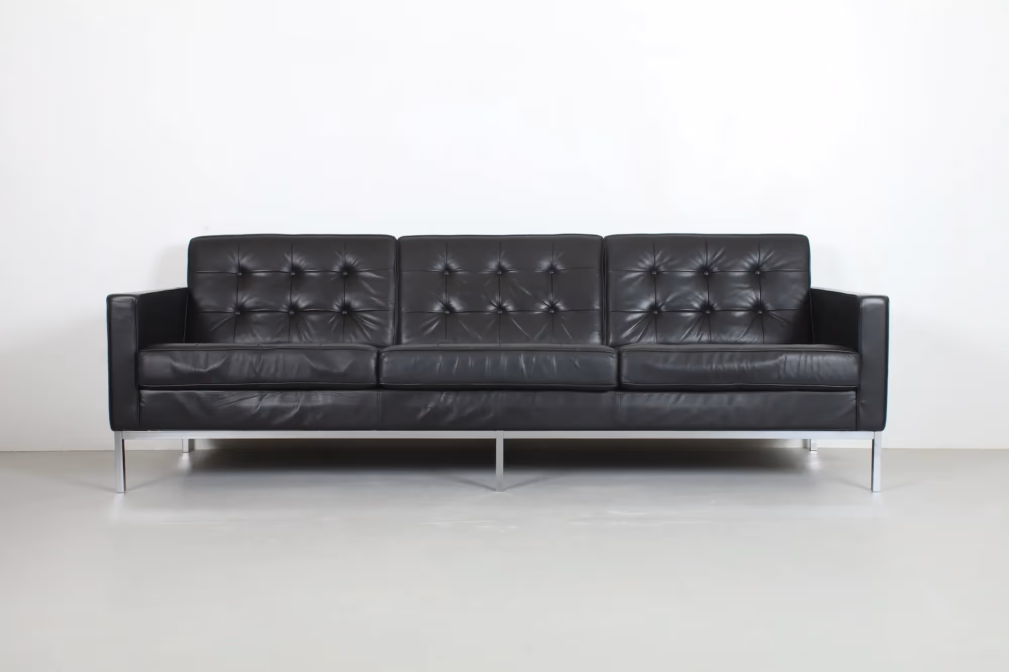 Iconic 'Florence Knoll' Leather Sofa by Knoll
