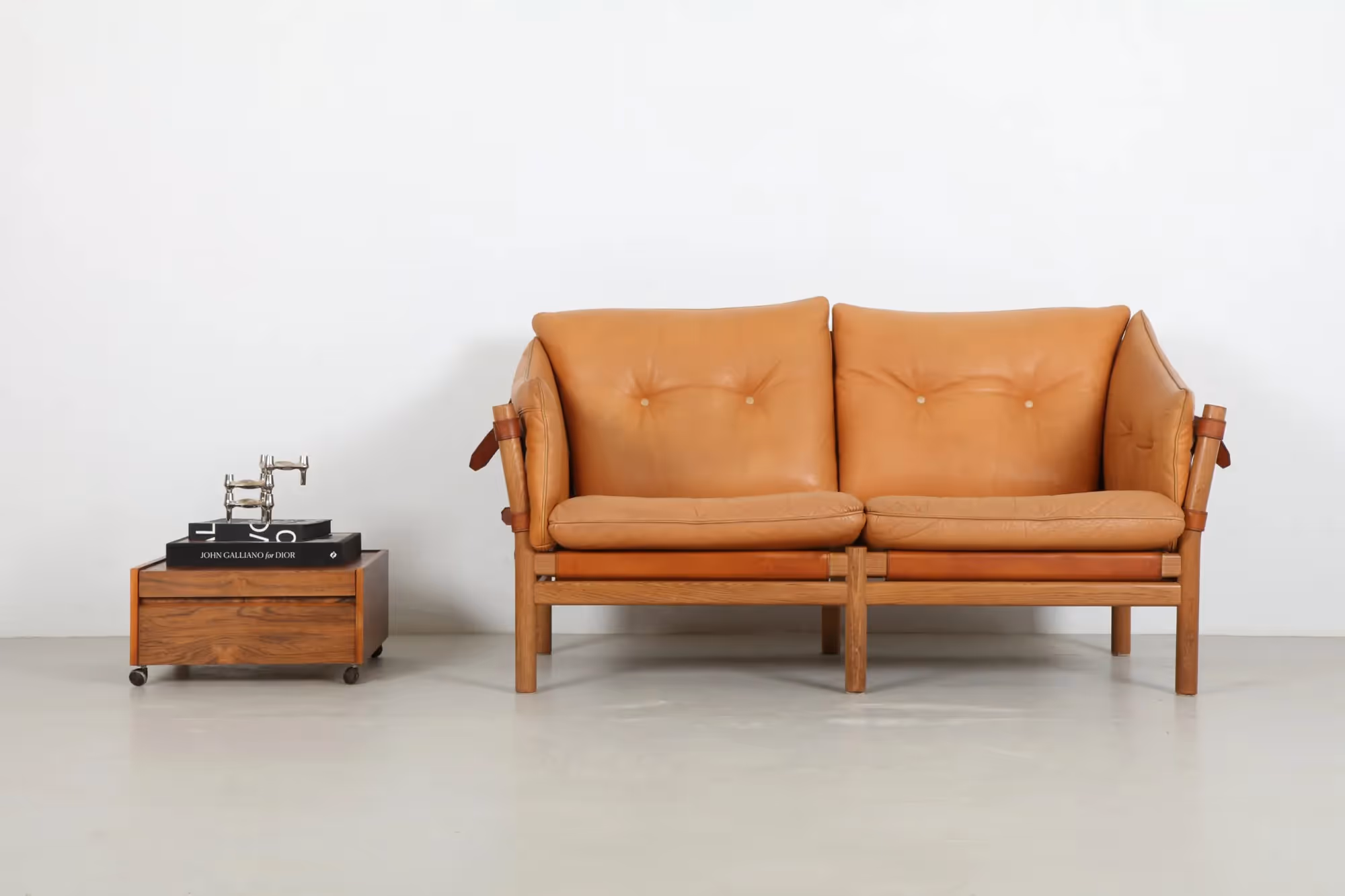 Memorable Arne Norell Style Scandinavian Two Seat Leather Sofa