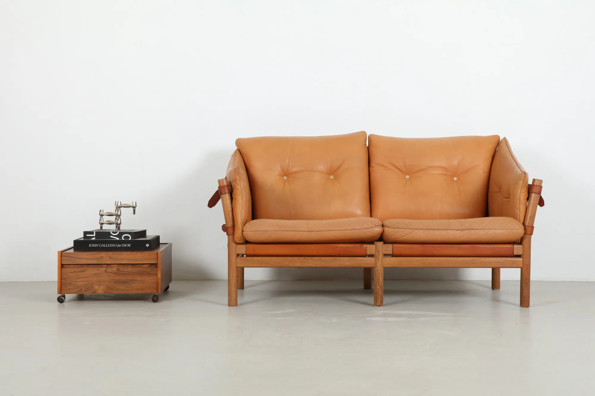 Memorable Arne Norell Style Scandinavian Two Seat Leather Sofa