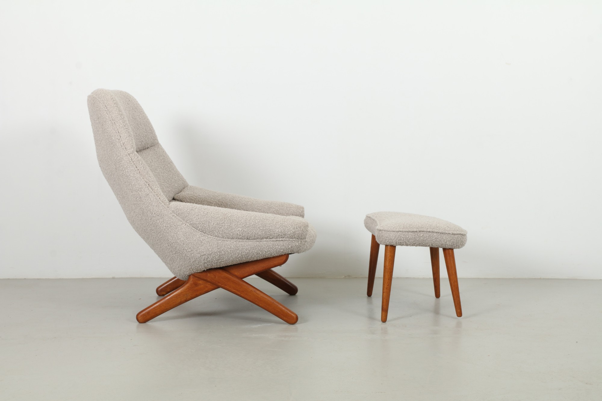 Illum Wikkelsø 'ML91' Scissor-Leg Armchair and Ottoman by Mikael Laursen
