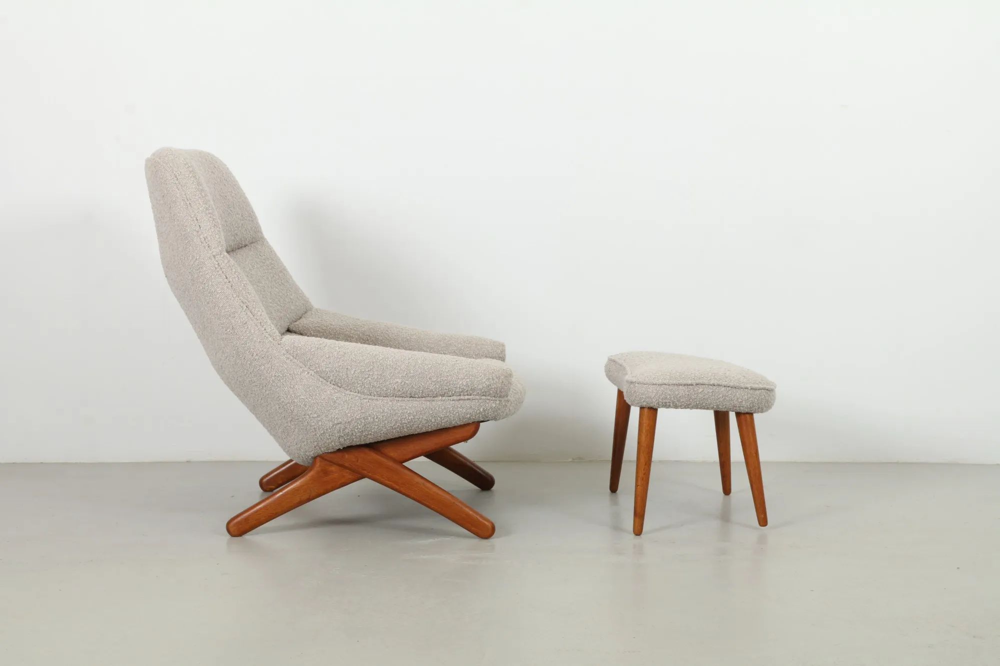 Illum Wikkelsø 'ML91' Scissor-Leg Armchair and Ottoman by Mikael Laursen