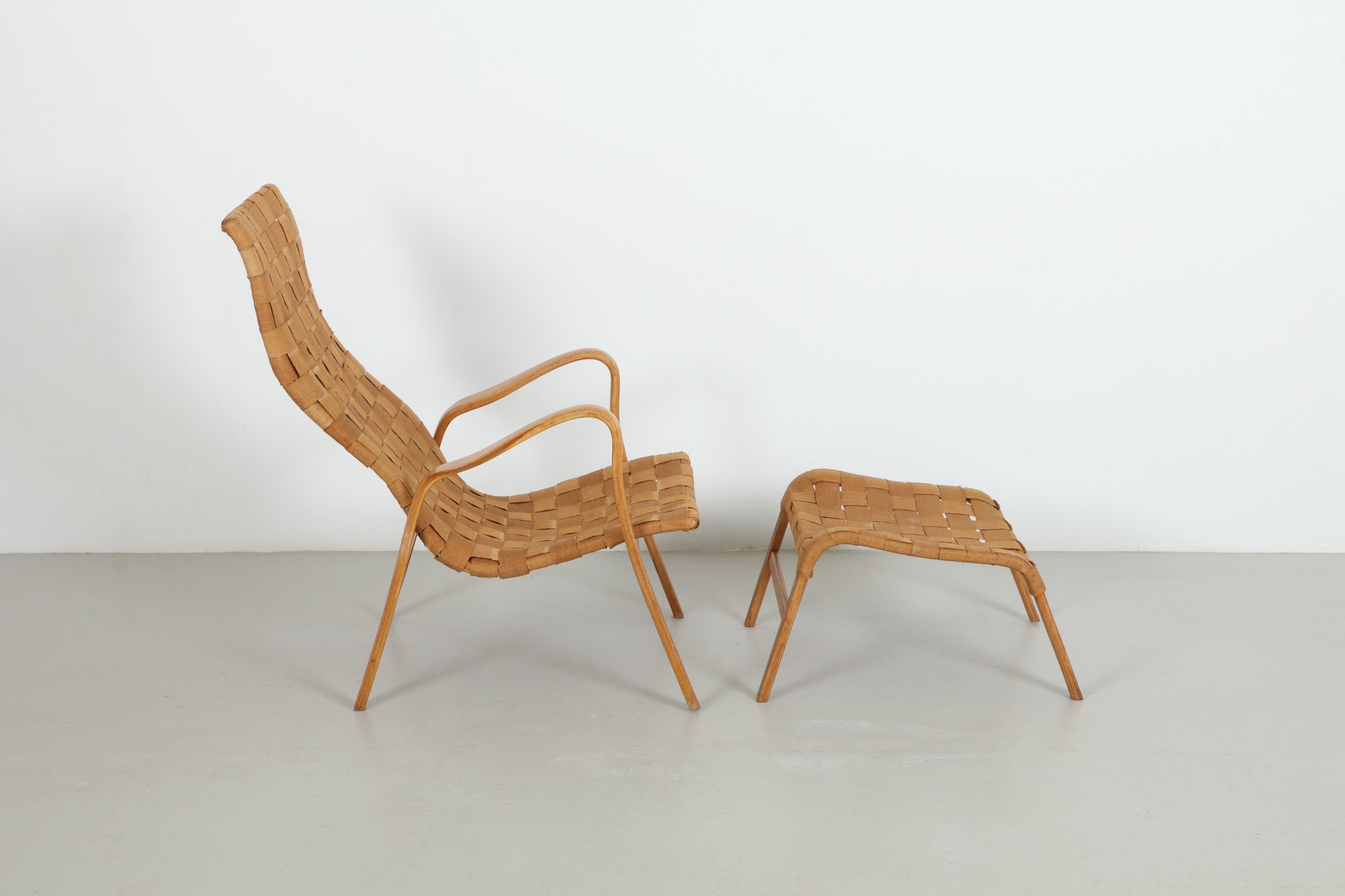 Sculptural Gustaf Axel Berg 'Torparen 2' Armchair and Ottoman for Jon Jansen 