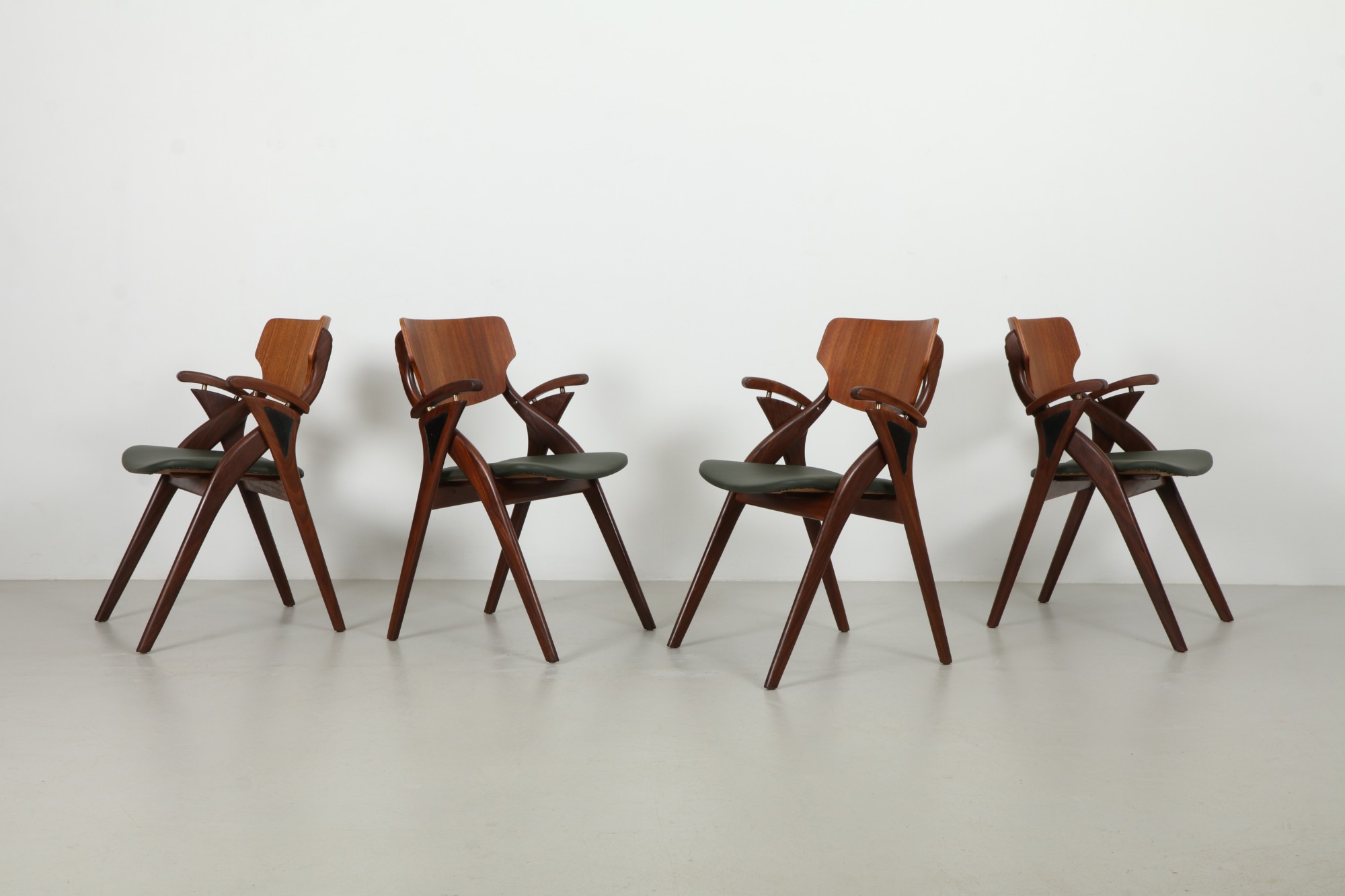 Four Expressive Arne Hovmand Olsen Dining Chairs by Alf Juul Rasmussen