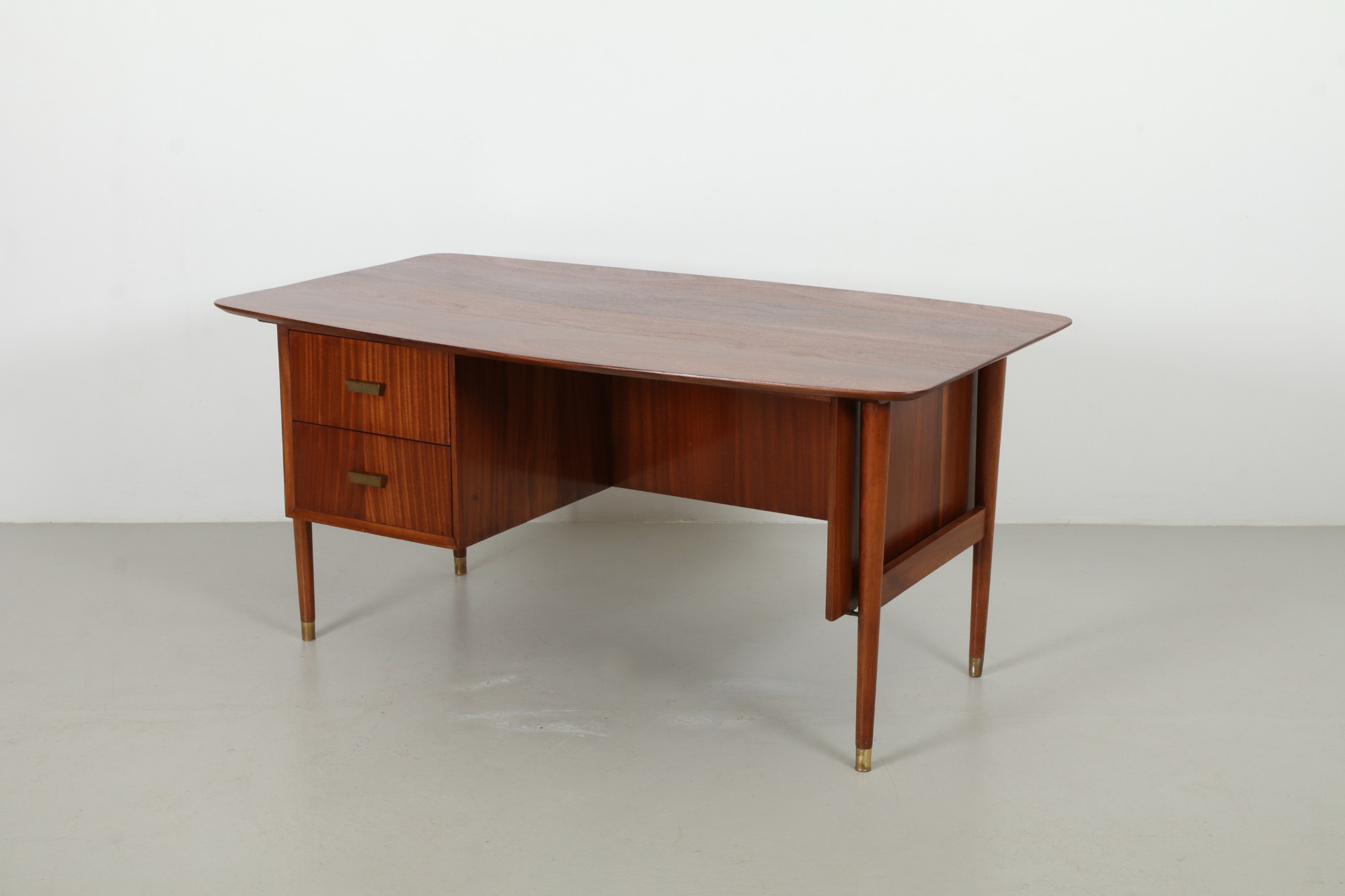 Striking Bob Roukema (Attr) Solid Mahogany Desk by Jon Jansen