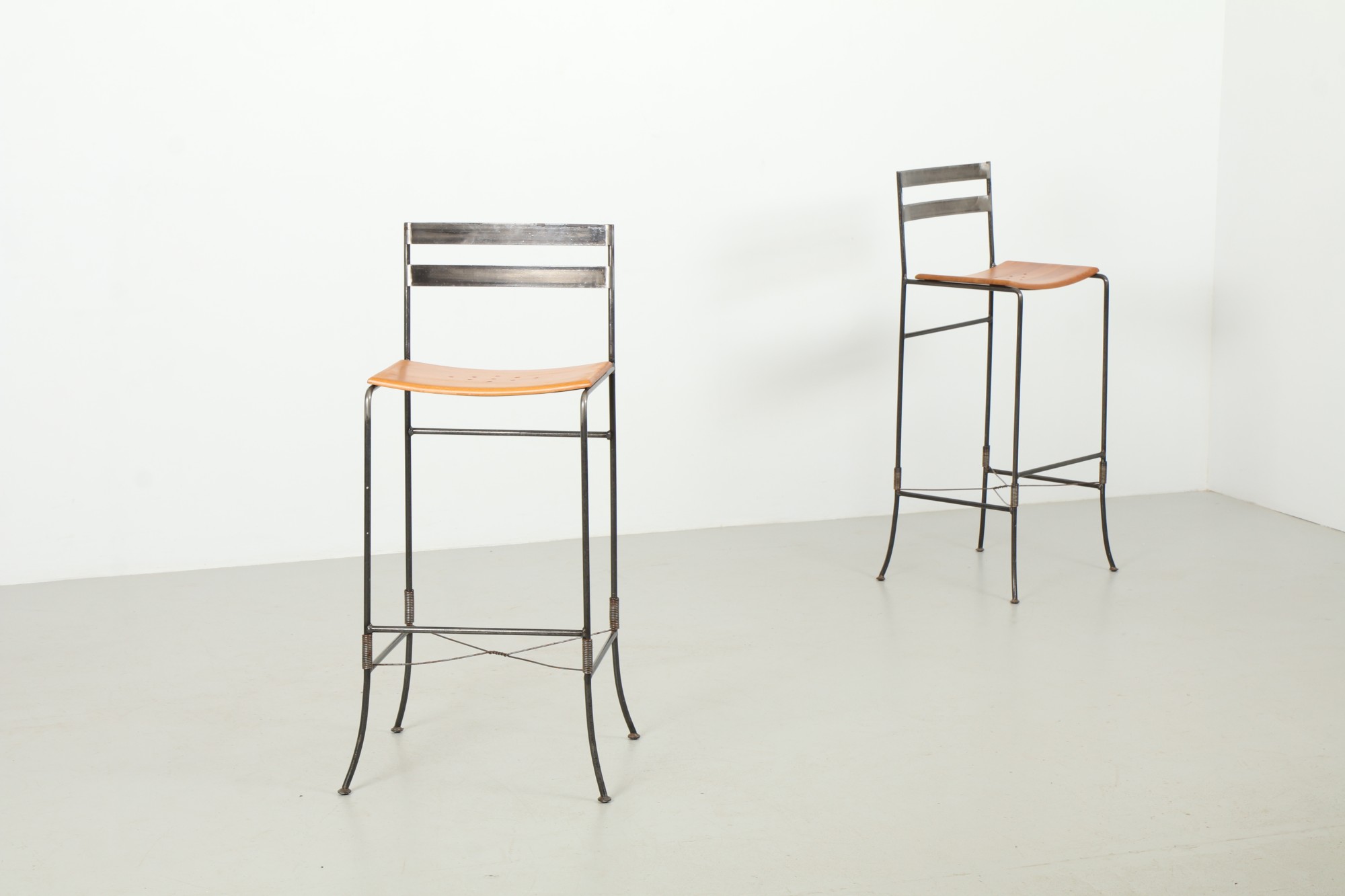 Pair of Rare 'No.8 Wire' Bar Stools by Marilyn Sainty