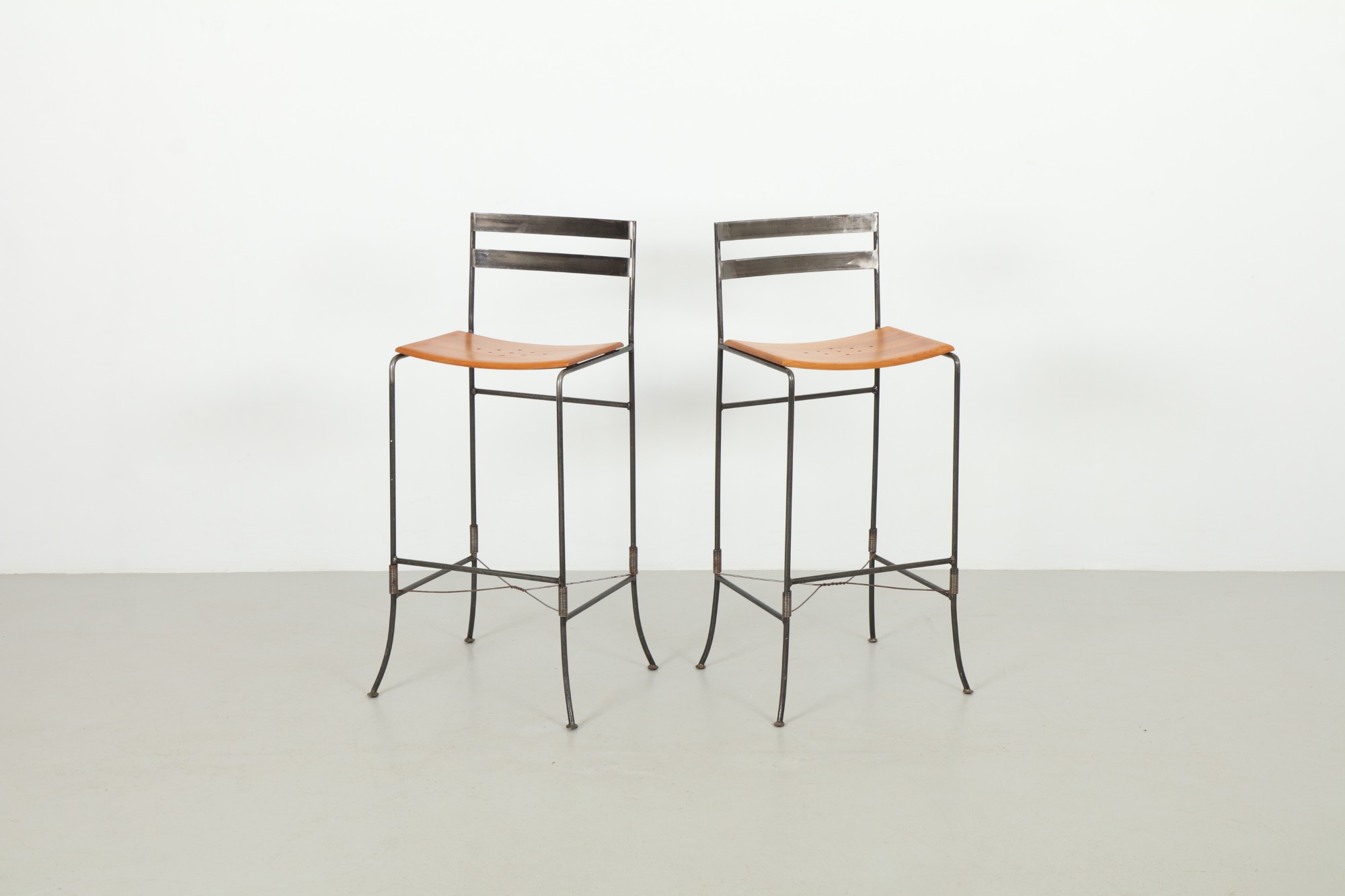 Pair of Rare 'No.8 Wire' Bar Stools by Marilyn Sainty