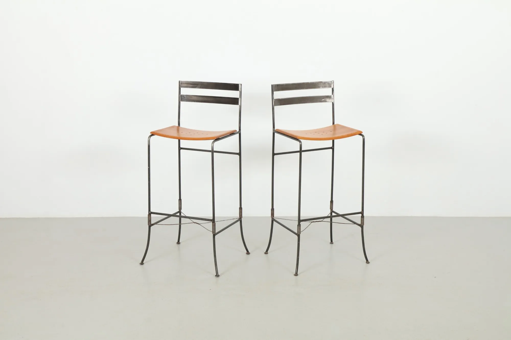 Pair of Rare 'No.8 Wire' Bar Stools by Marilyn Sainty