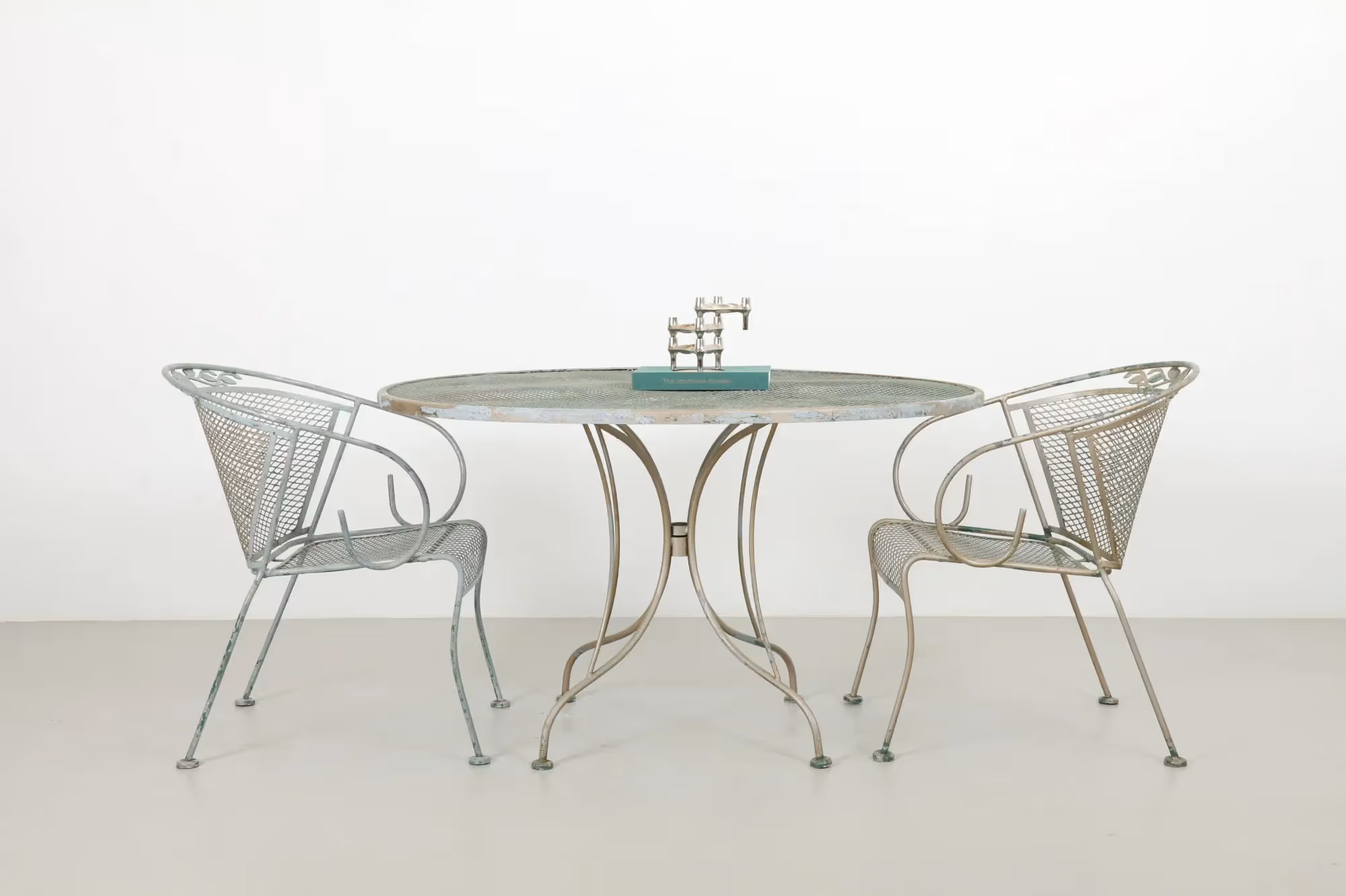 Russell Woodard (Attr) Wrought Iron Table and Chairs