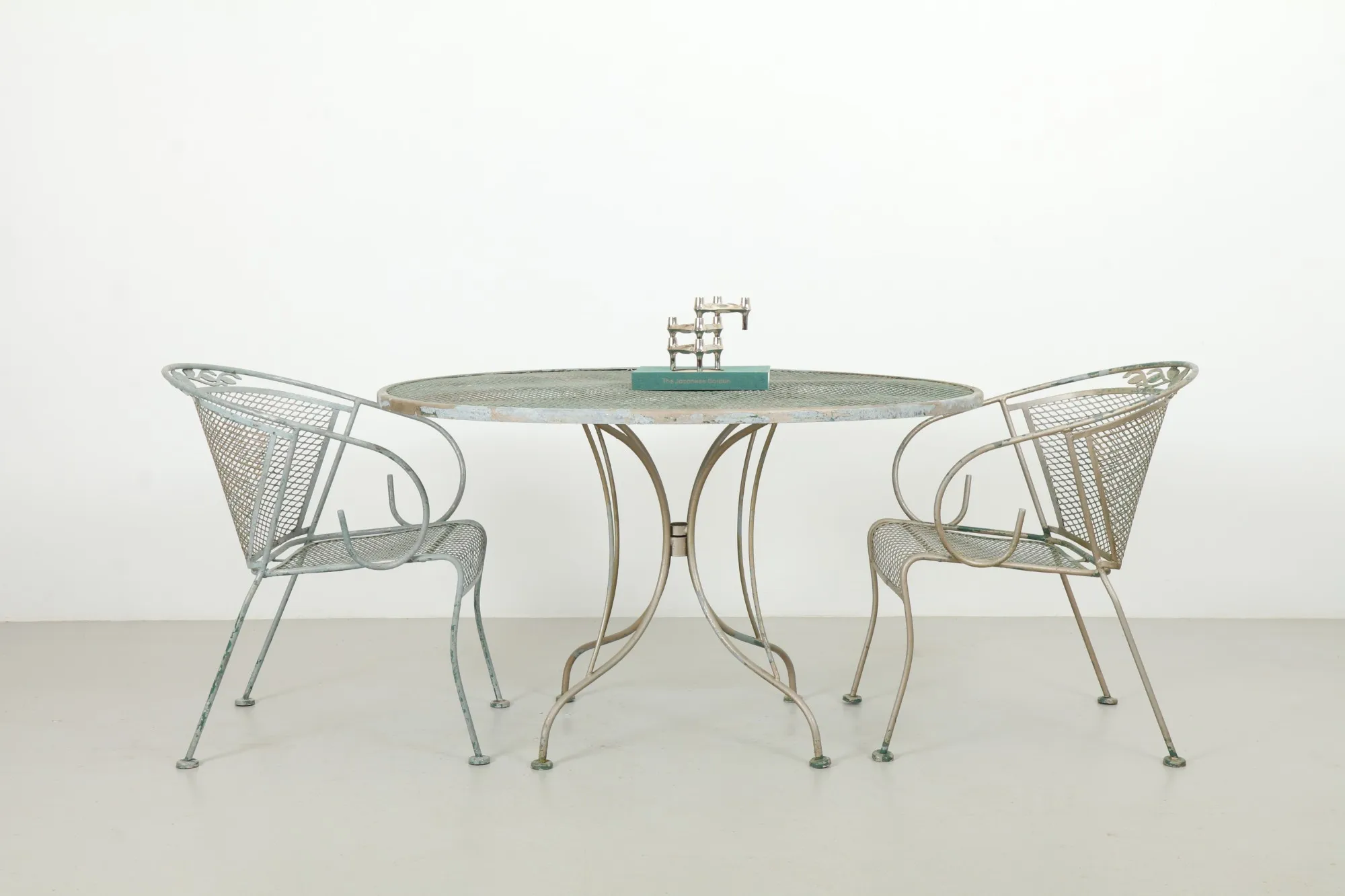 Russell Woodard (Attr) Wrought Iron Table and Chairs