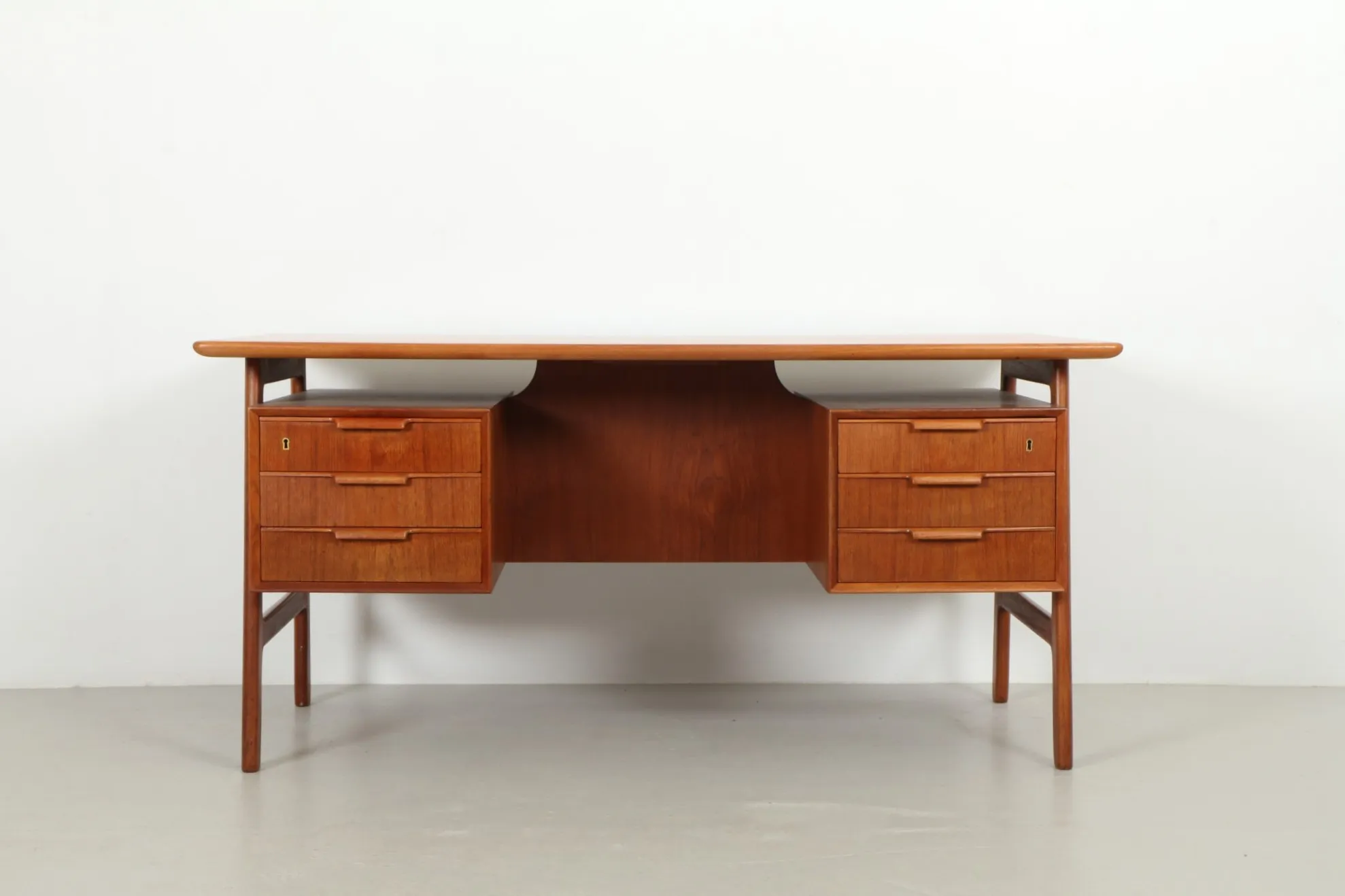 Coveted 'Model 75' Teak Executive Desk by Omann Jun