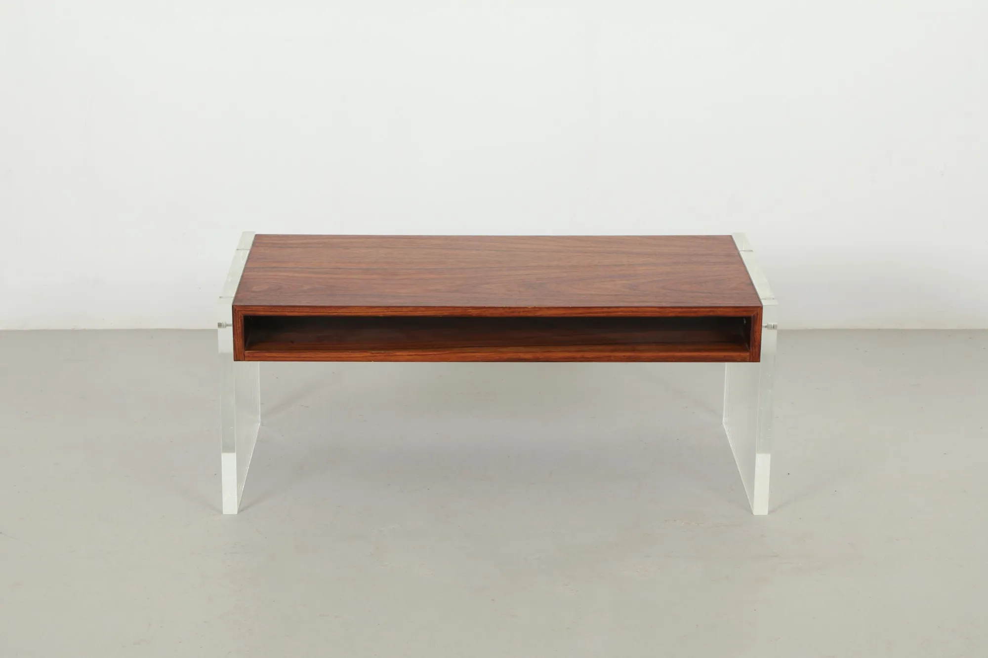 Deluxe Mid-Century Lucite and Brazilian Rosewood Coffee Table