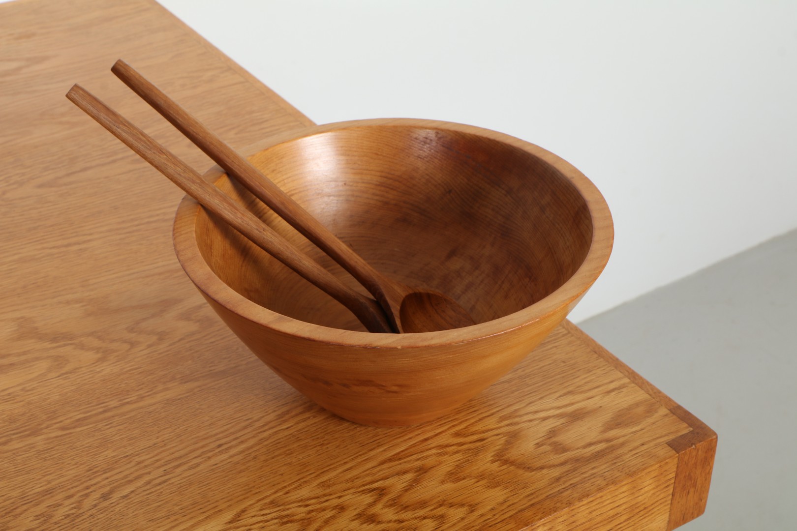 John Crichton Pan-Pacific Modernist Kauri Bowl with Salad Servers