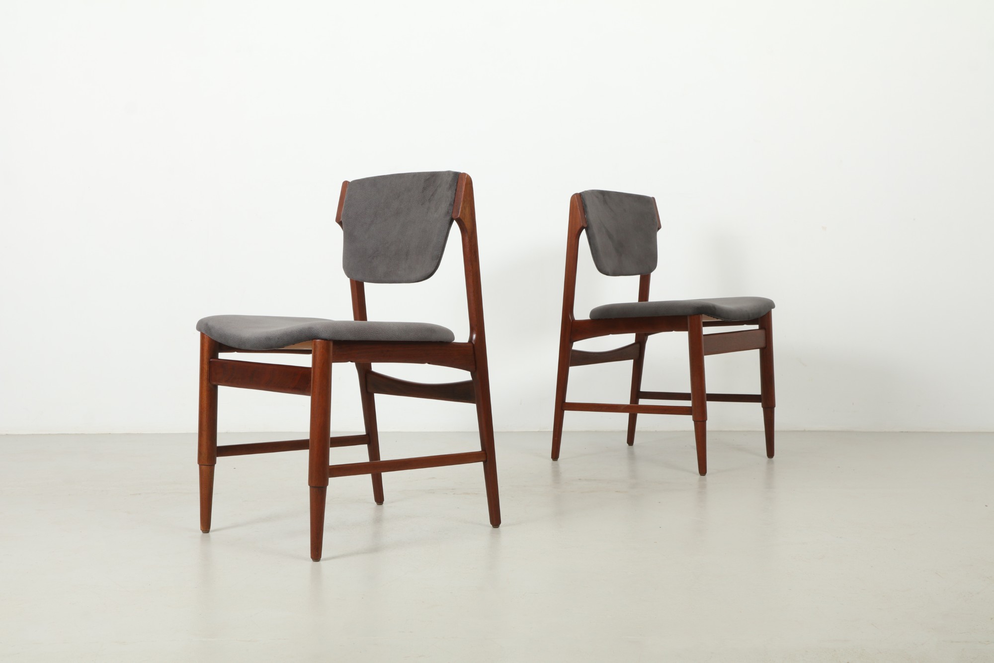 Six Refined Ib Kofod Larsen Style Mid-Century Dining Chairs