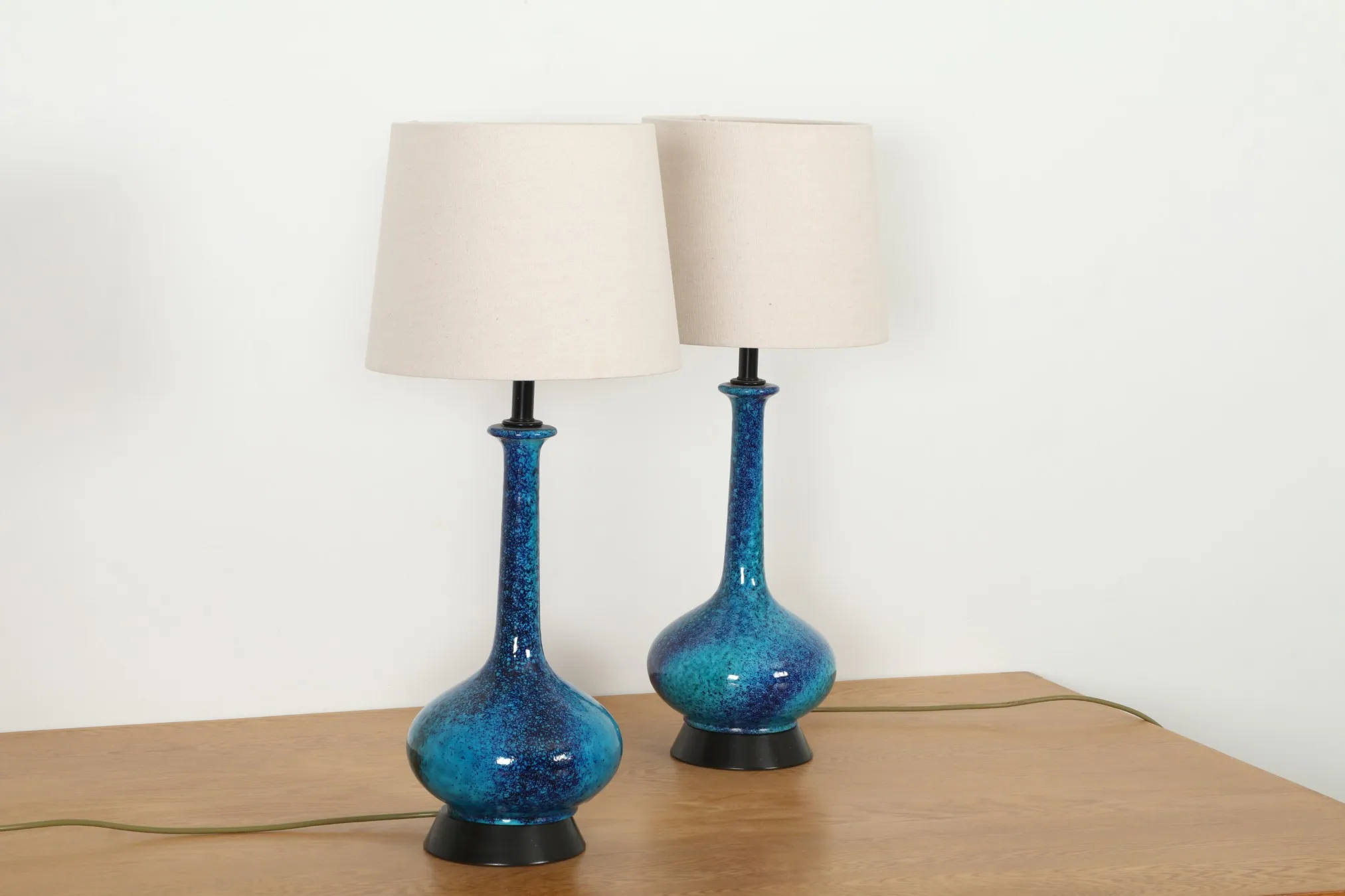 Pair of Vibrant Mid-Century American Ceramic Table Lamps by Royal Haeger