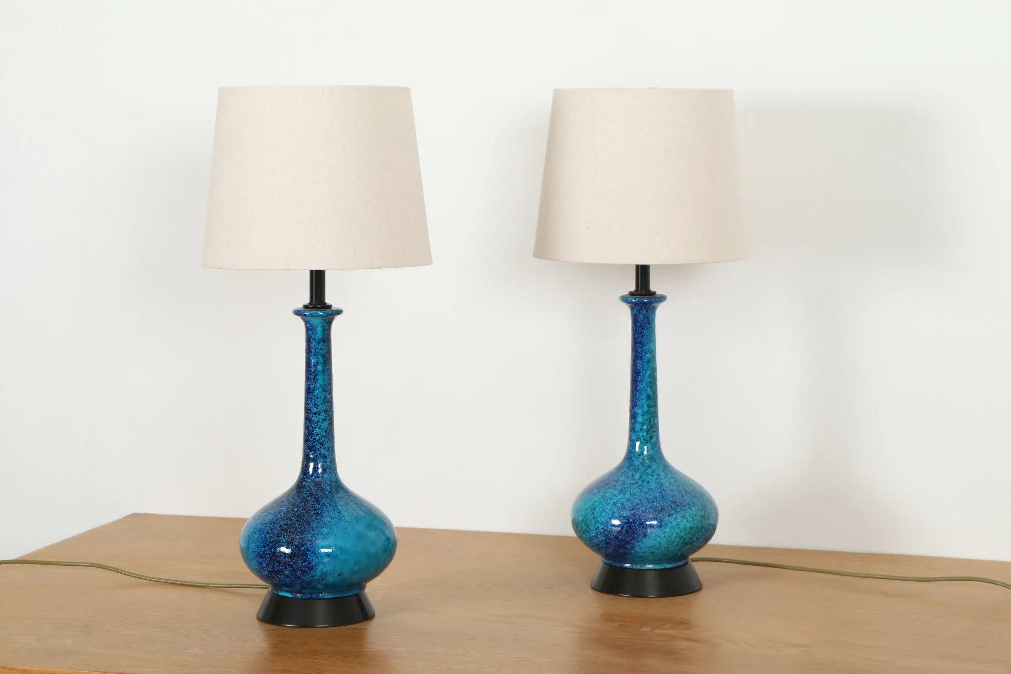 Pair of Vibrant Mid-Century American Ceramic Table Lamps by Royal Haeger