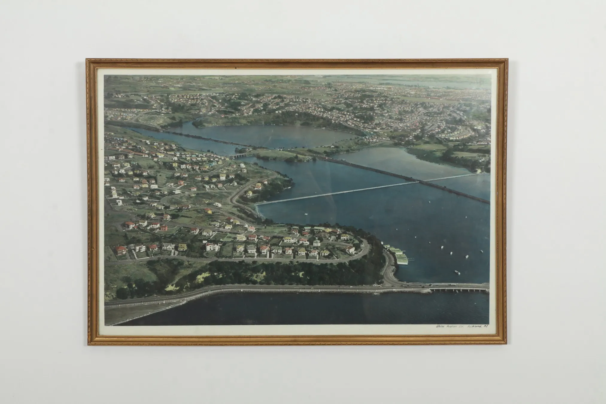 Rare Hand Tinted 'Paritai Drive, Orakei, Auckland' Photograph by Whites Aviation