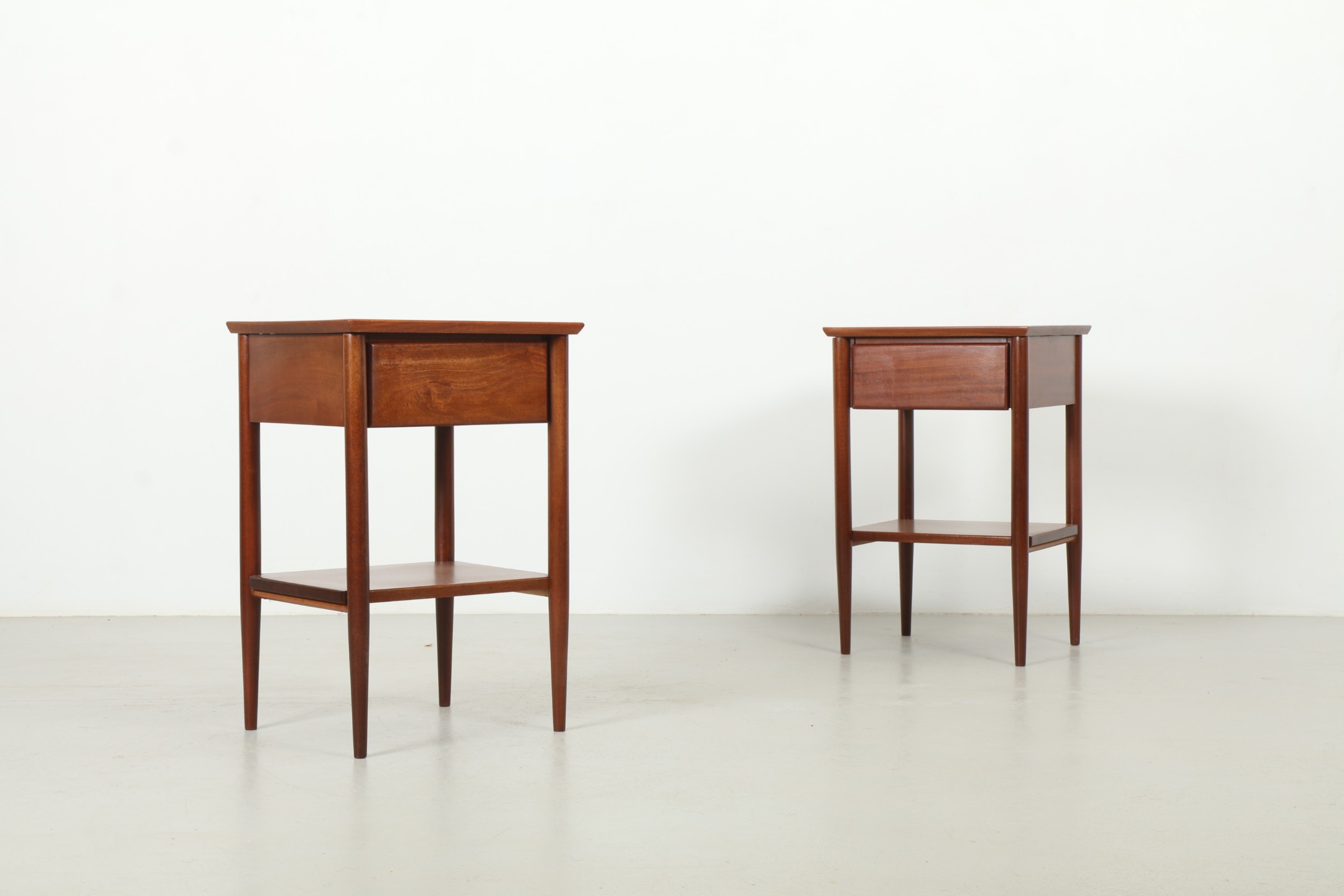 Pair of Elegant NZ Made Solid Mahogany Bedside Cabinets