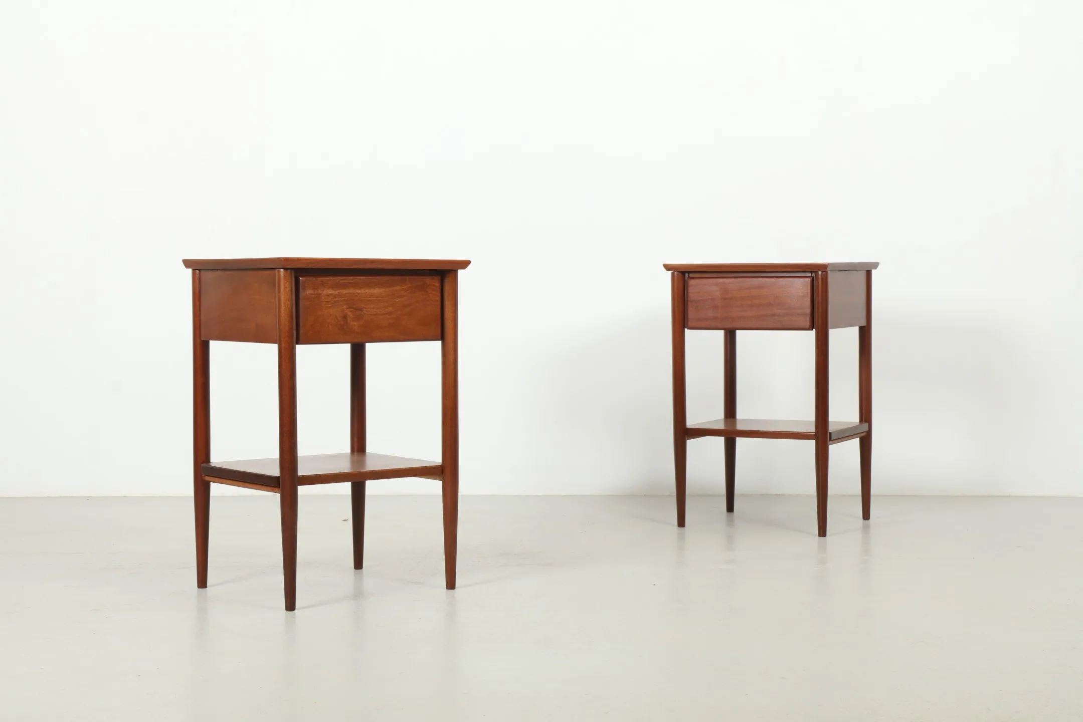 Pair of Elegant NZ Made Solid Mahogany Bedside Cabinets