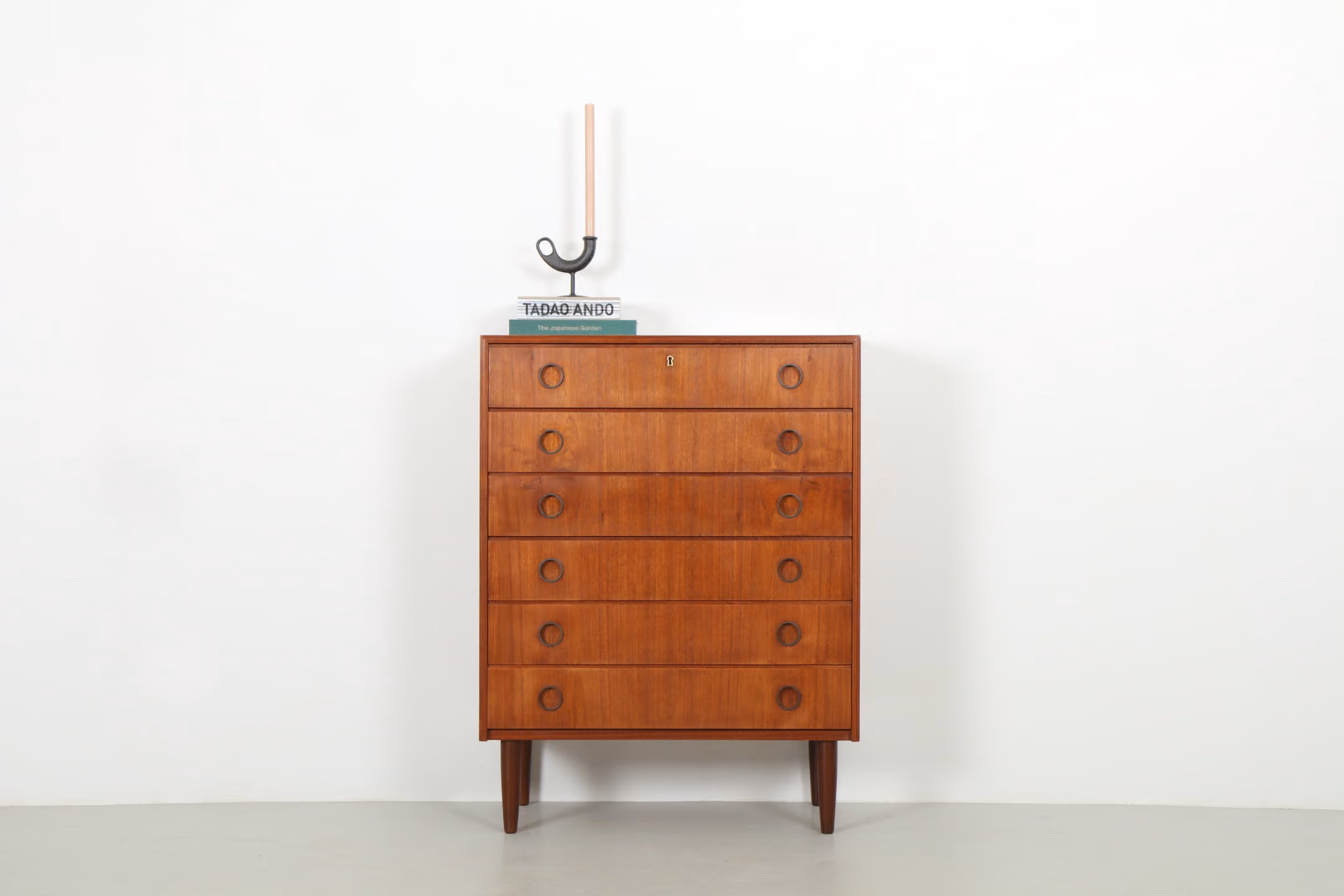 Stunning Danish Chest of Drawers with Circular Handles