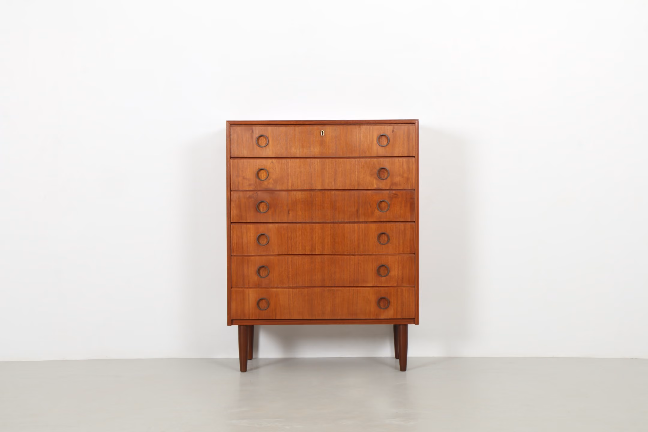 Stunning Danish Chest of Drawers with Circular Handles