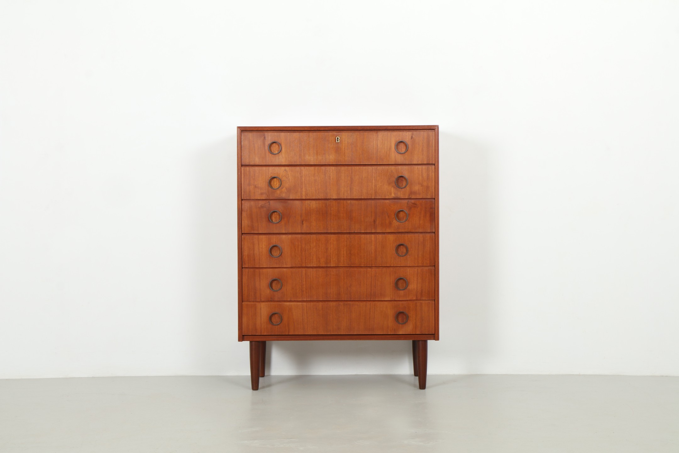 Stunning Danish Chest of Drawers with Circular Handles
