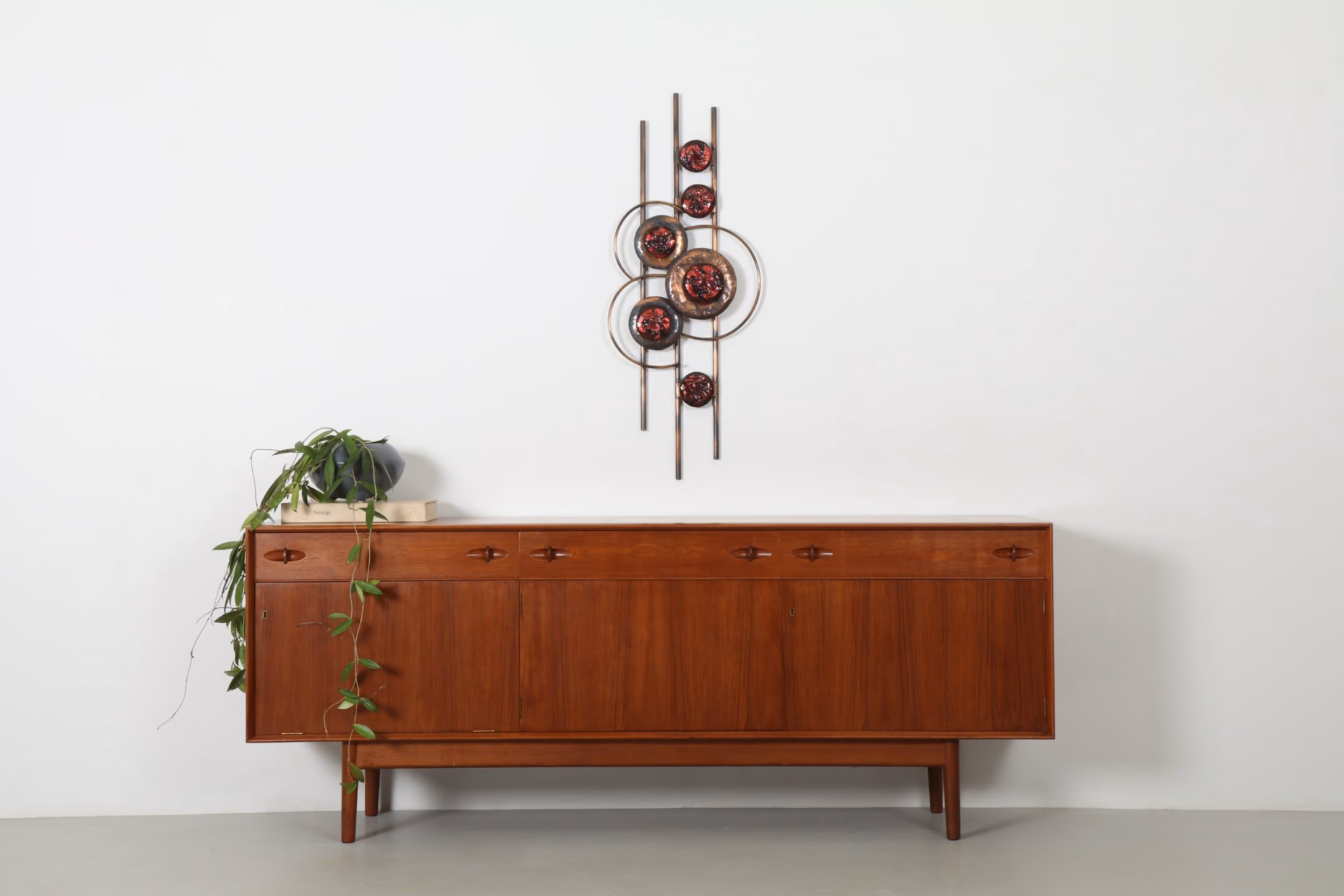 Striking Mid-Century Abstract Copper Sculpture by Flora Kelton