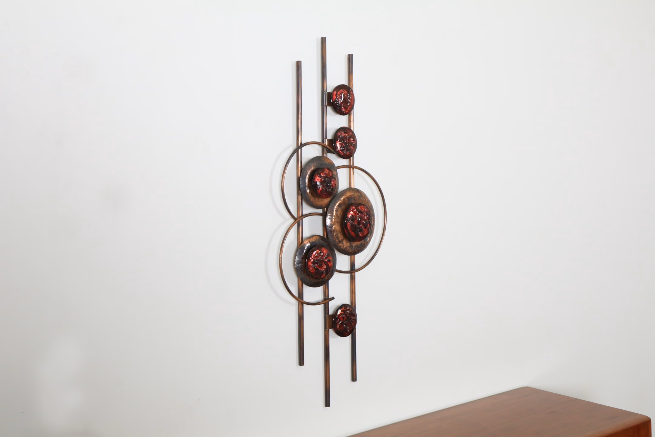 Striking Mid-Century Abstract Copper Sculpture by Flora Kelton