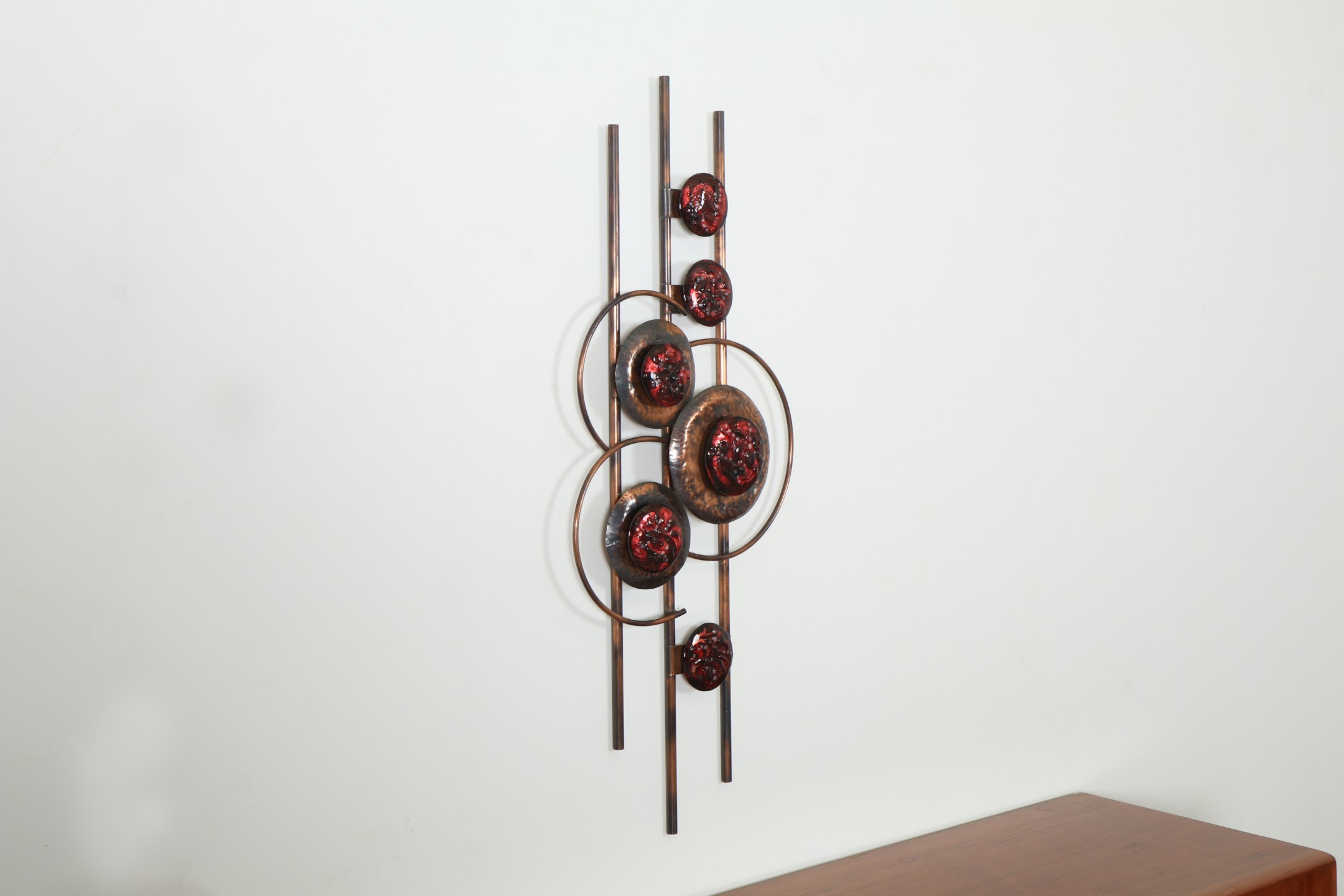 Striking Mid-Century Abstract Copper Sculpture by Flora Kelton
