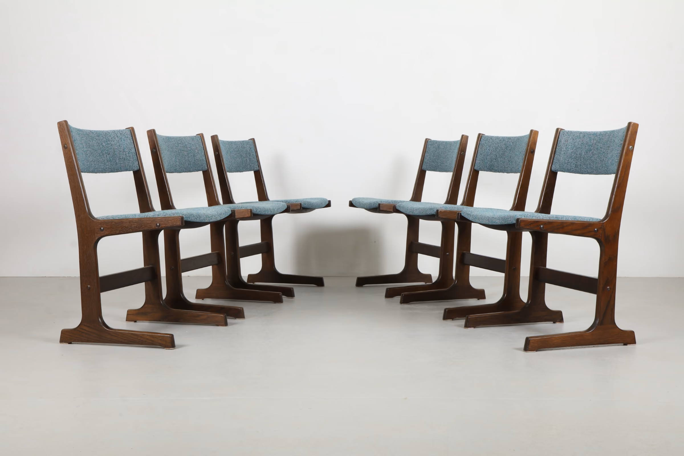 Six Bold Cantilevered Danish Dining Chairs by Farstrup