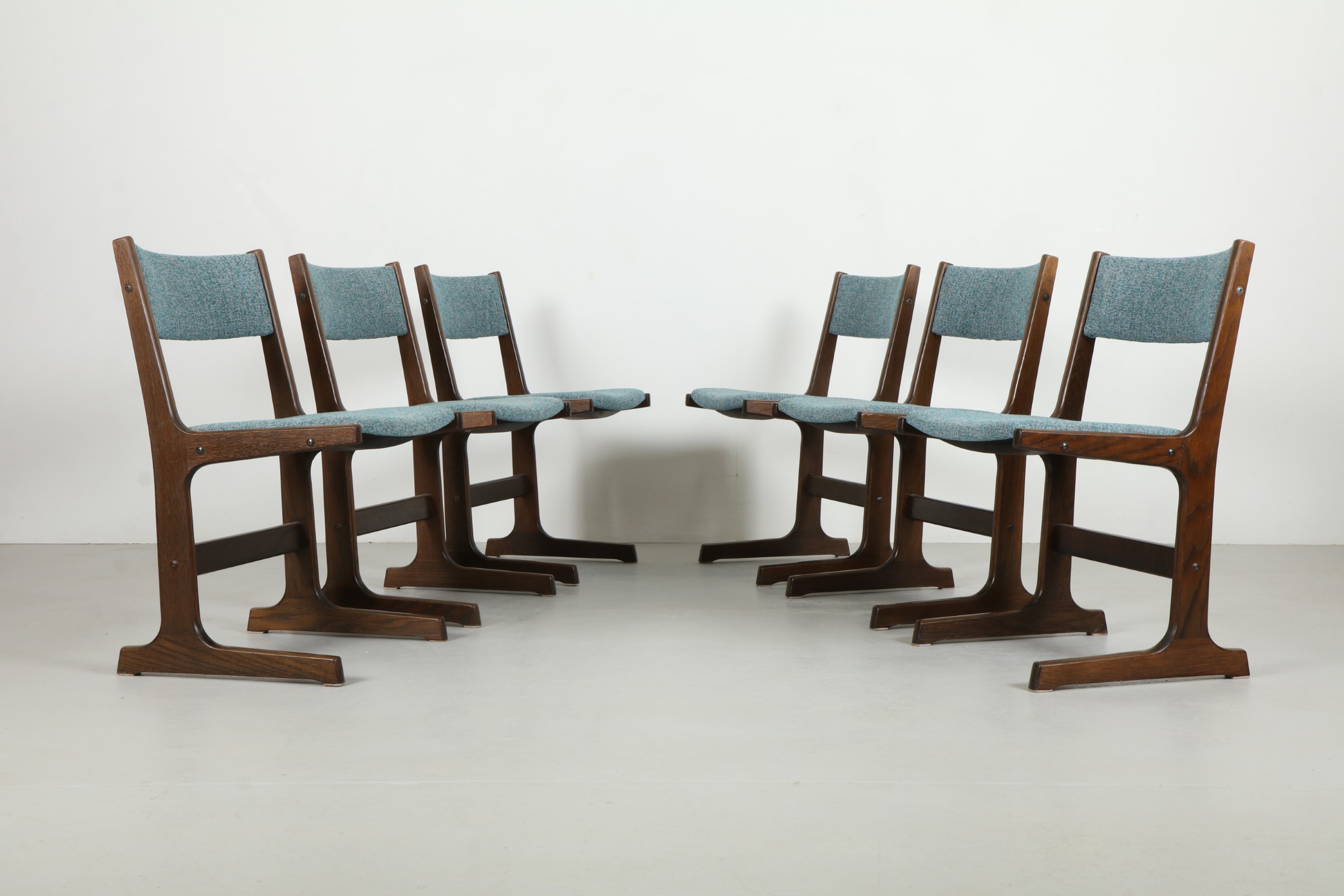 Six Bold Cantilevered Danish Dining Chairs by Farstrup