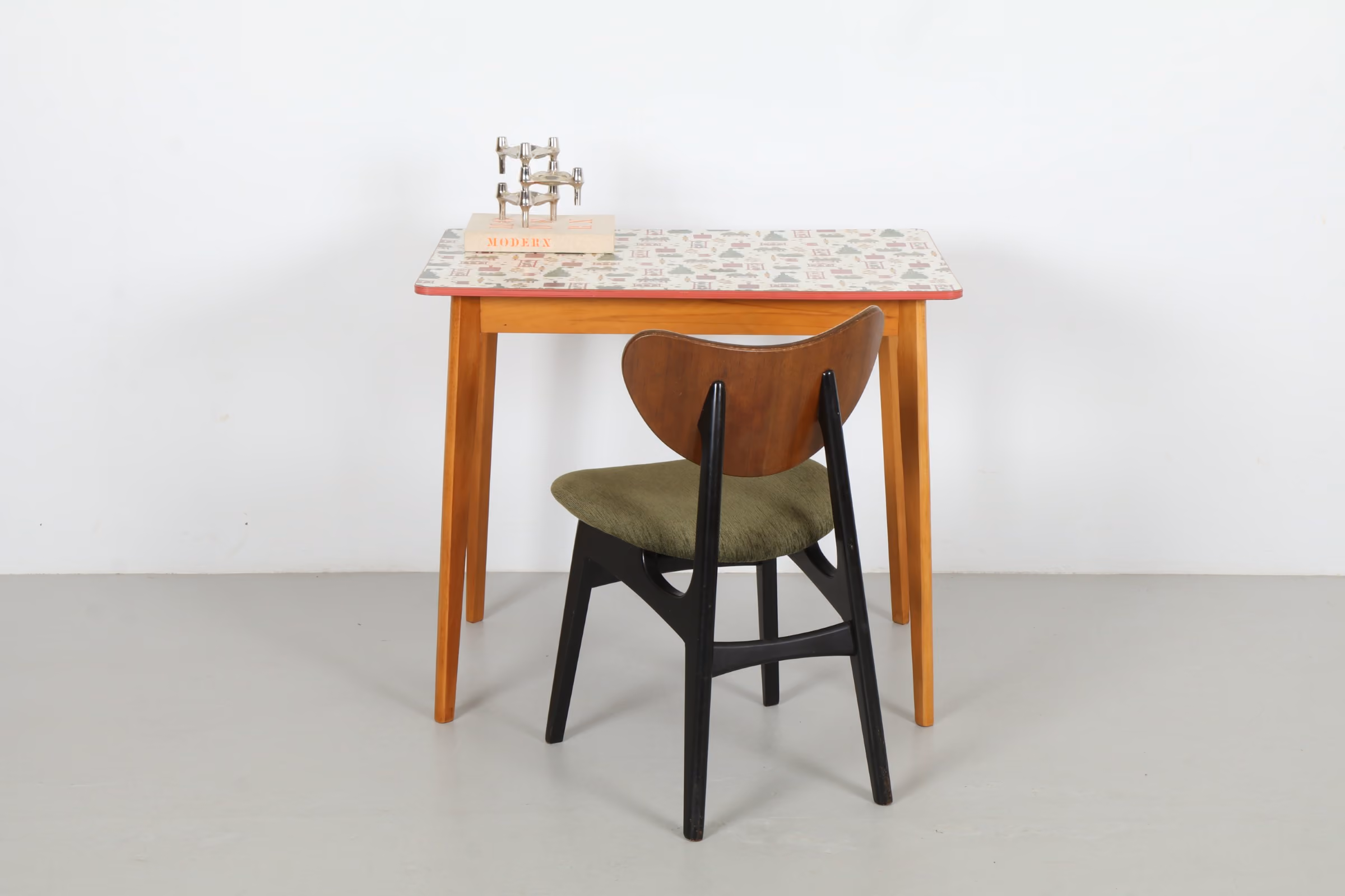 Playful Mid-Century British Kitchen Table with Bold Formica Top