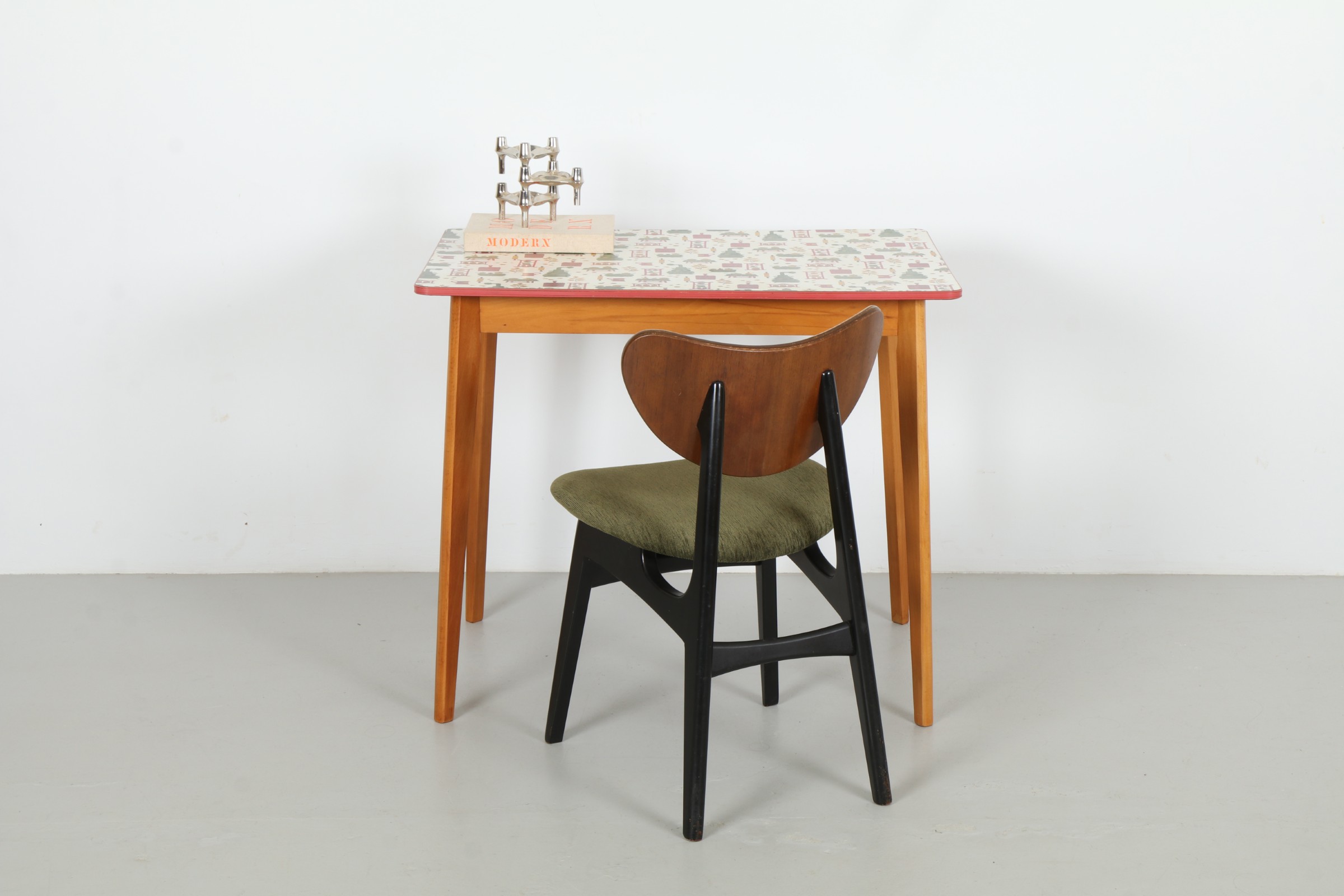 Playful Mid-Century British Kitchen Table with Bold Formica Top